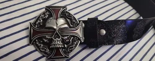 Other Belts Skull Leather Belt Size ONE SIZE - 4 Thumbnail