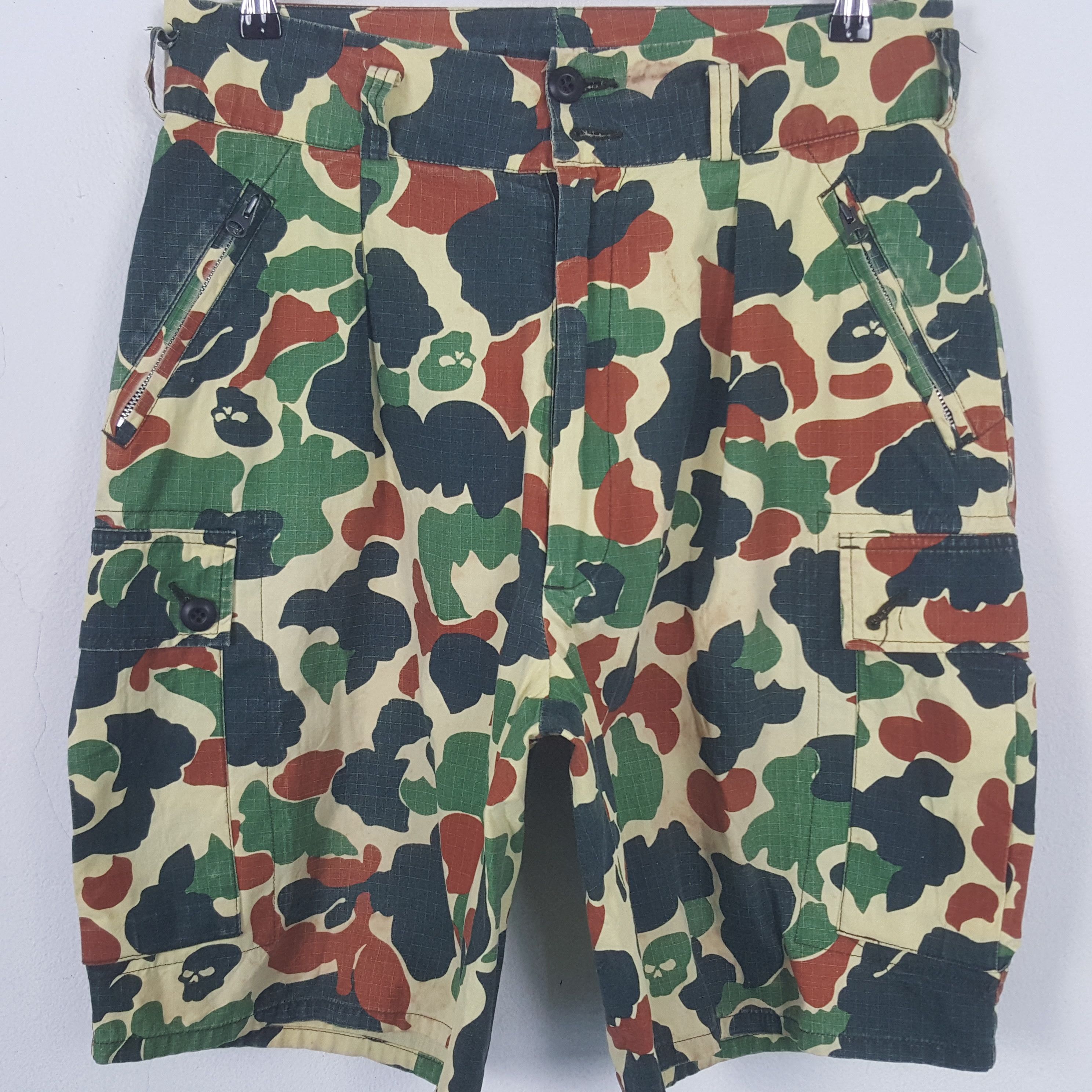 Japanese Brand Vintage Satan Arbeit Skull Camo Shorts Pants Size US 32 / EU 48 - 2 Thumbnail