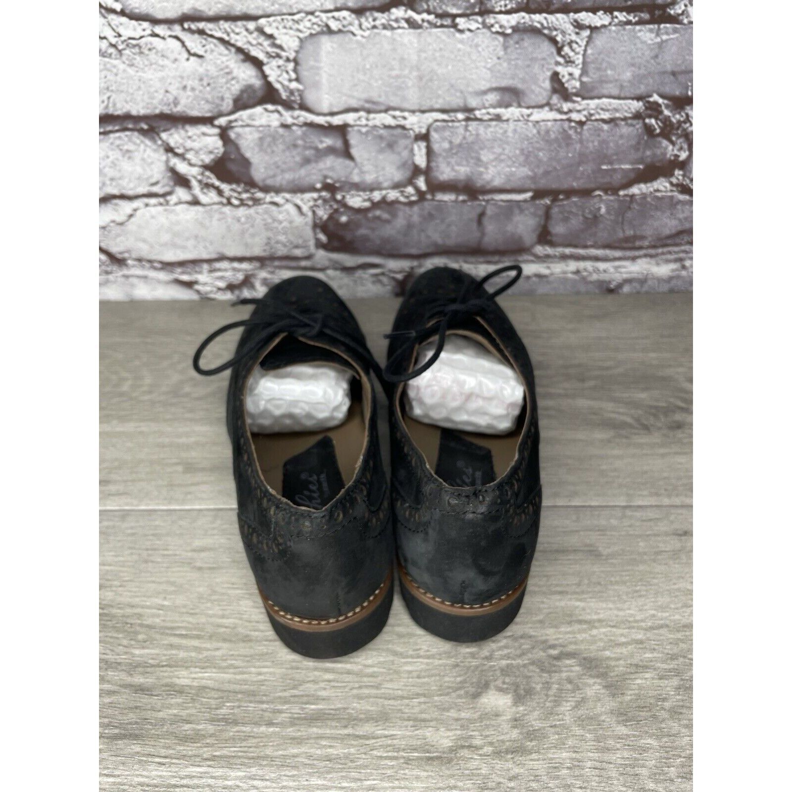 Other Earthies Santana Black Suede Leather Lace Up Wingtip Oxfords Size US 6.5 / IT 36.5 - 5 Thumbnail
