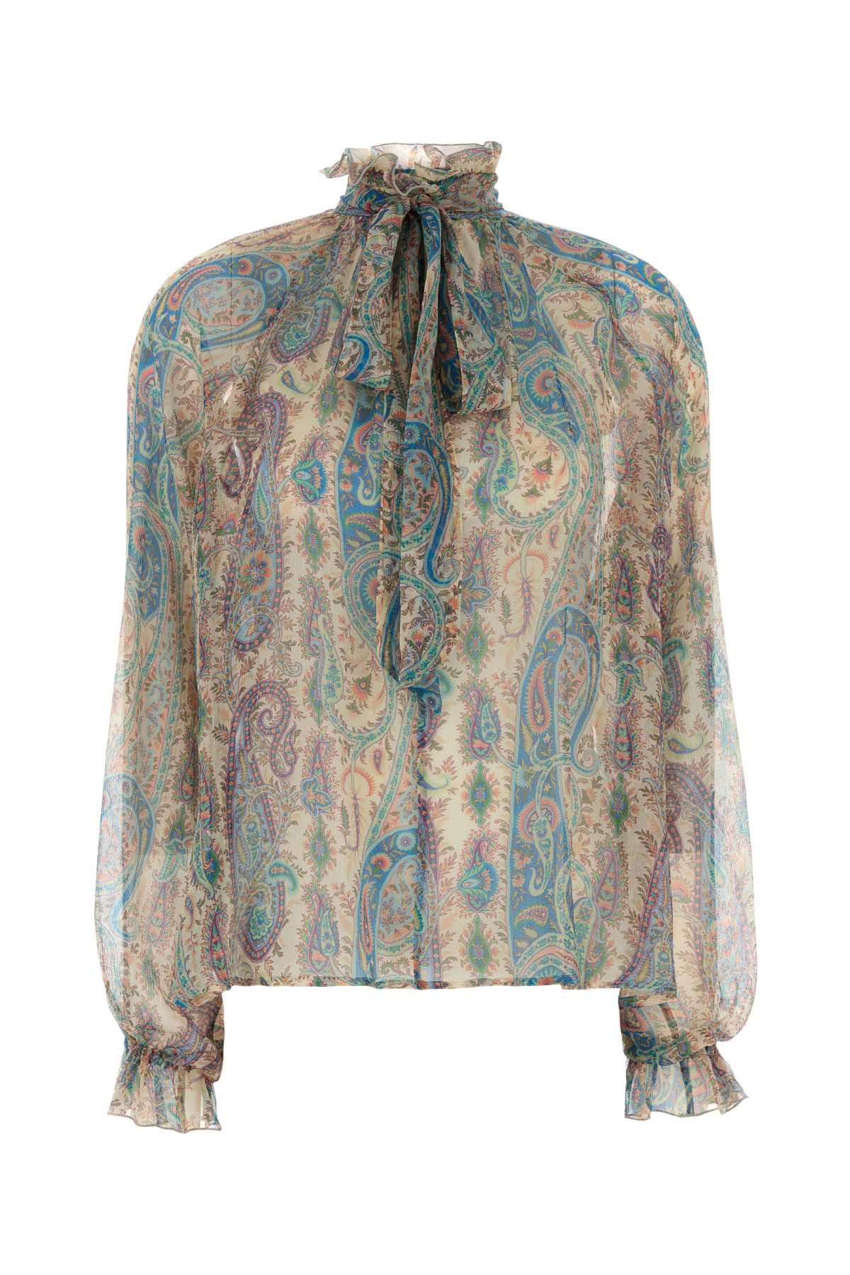 Etro Printed Crepe Blouse Size S / US 4 / IT 40 - 1 Thumbnail