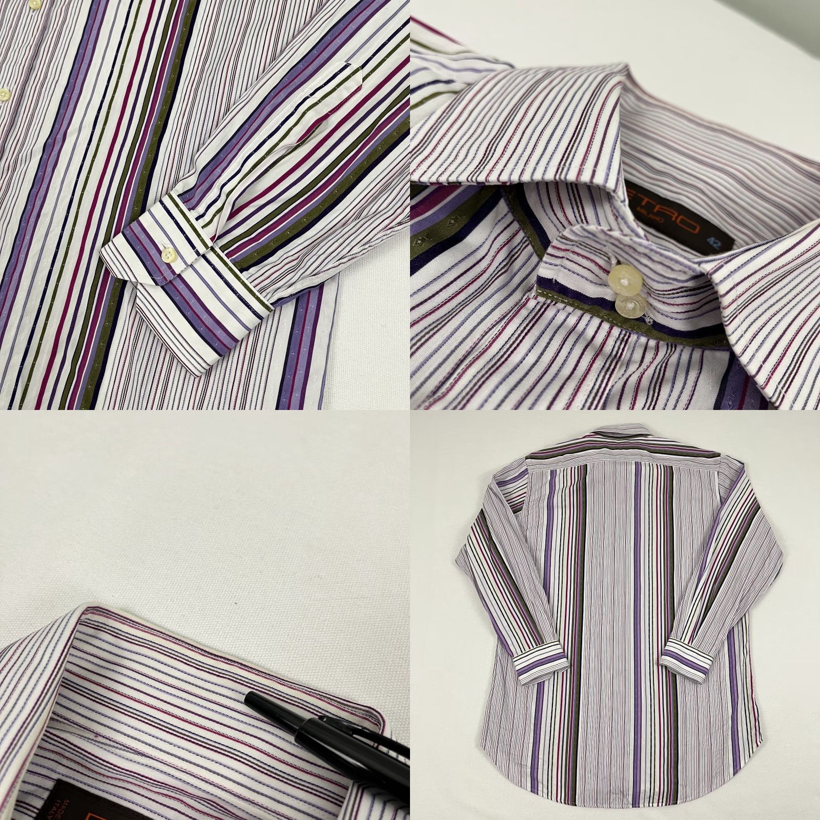 Etro ETRO Milano Shirt Sz 42 MultiColor Striped Dress Up Preppy Casual Italy L/S Mens Size US XL / EU 56 / 4 - 8 Thumbnail