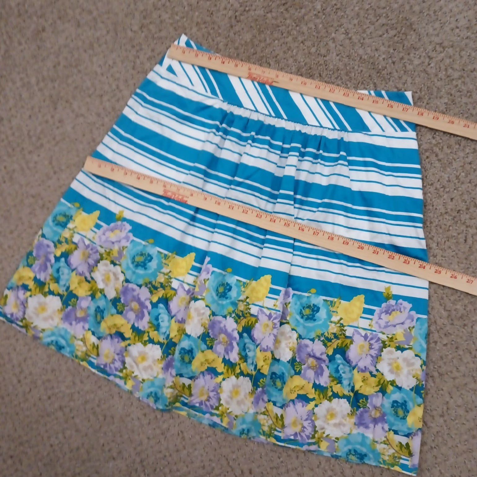 Talbots Talbots Skirt A-Line Women Knee Length Cotton Blue Floral 12 Zip Lined Size 34" / US 12 / IT 48 - 2 Thumbnail