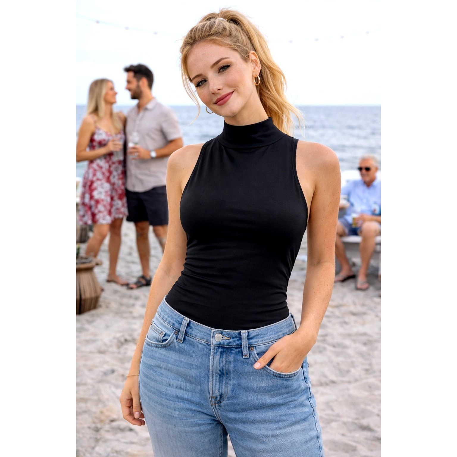 Other Mono b High Cowl Neck Sleeveless Bodysuit Black M Size M / US 6-8 / IT 42-44 - 1 Thumbnail