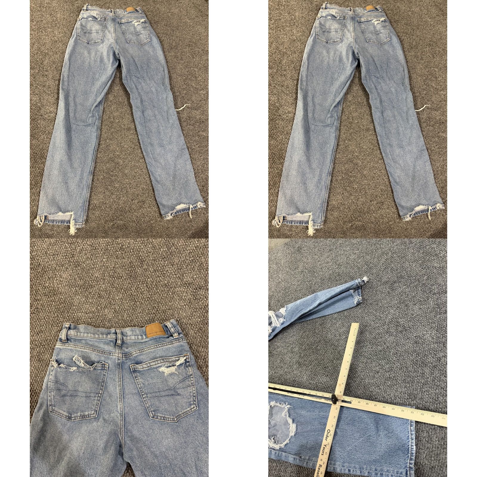 American Eagle Outfitters VINTAGE American Eagle Jeans Womens Highest Rise Baggy Straight Light Wash Distressed 2 Regular Jeans Womens Size 26" / US 2 / IT 38 - 8 Thumbnail