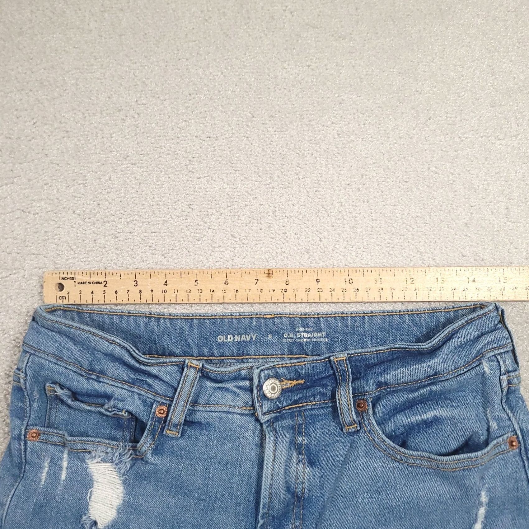 Old Navy Old Navy Women O.G. Straight Blue Secret Smooth Pockets High-Rise Jeans Size 6 Size 28" / US 6 / IT 42 - 2 Thumbnail