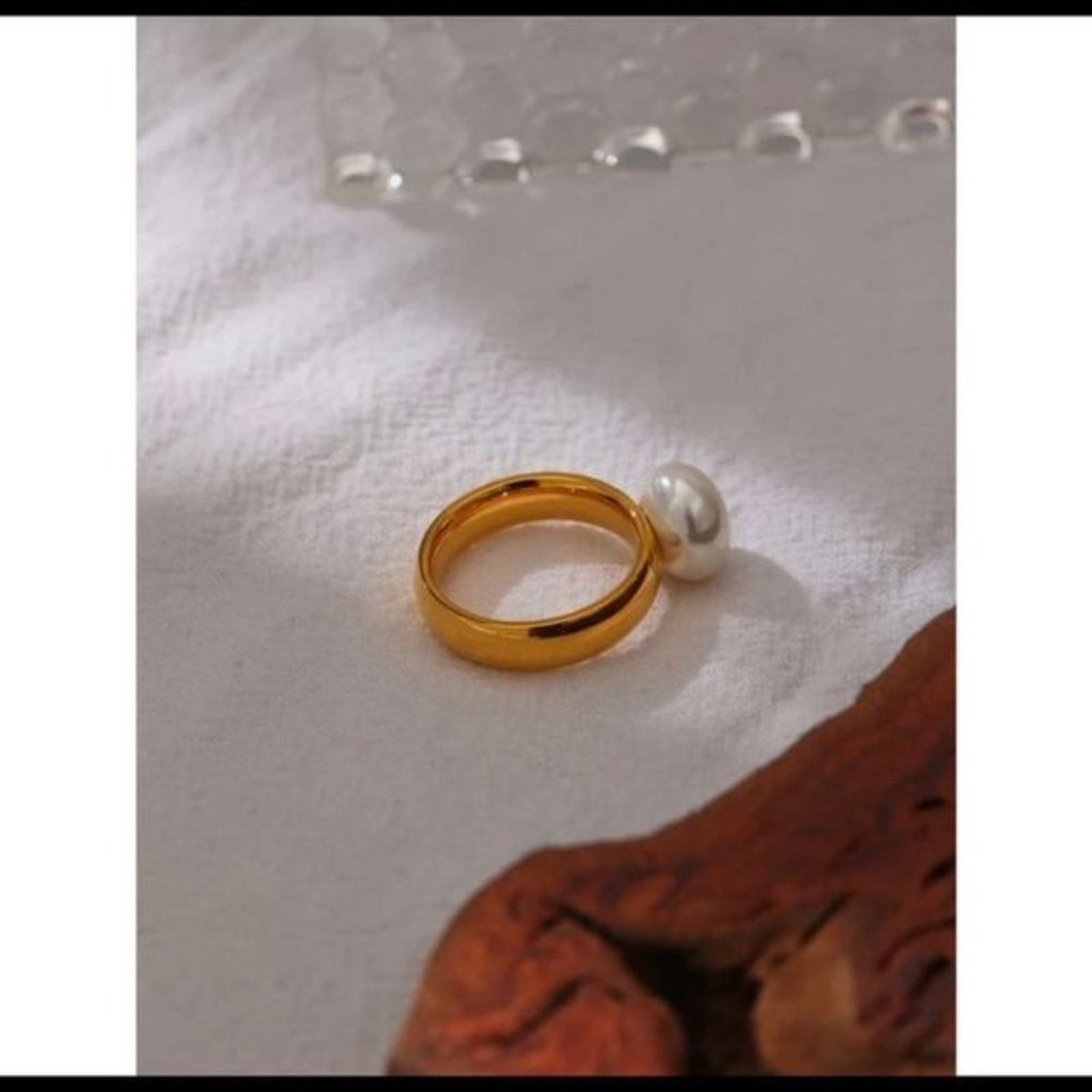 Other New 18k Gold Pearl Ring 6, 7, 8 Size ONE SIZE - 3 Thumbnail