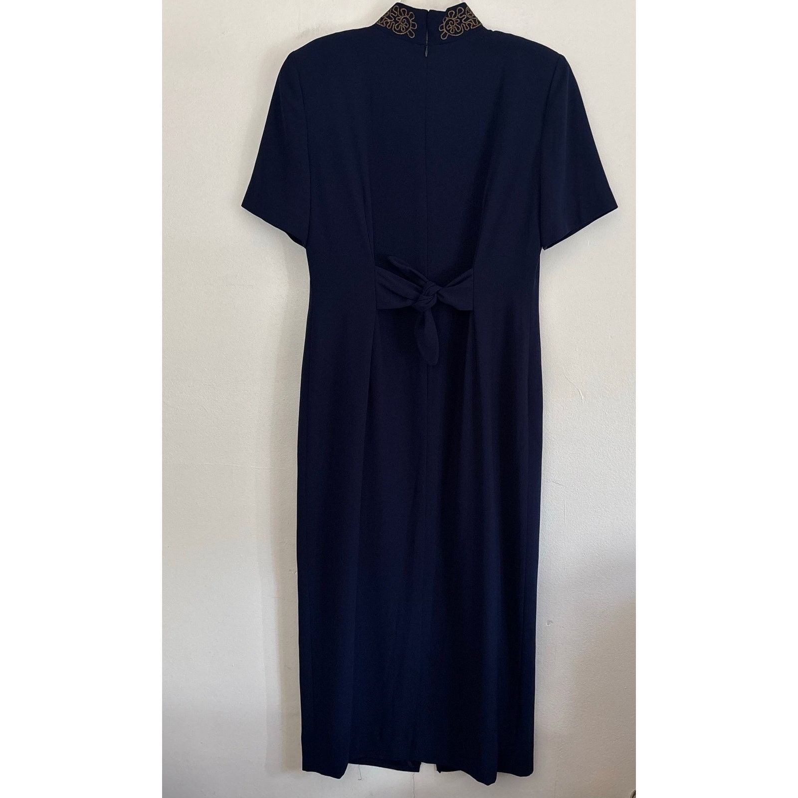 Liz Claiborne Liz Claiborne Blue Mandarin Collar Midi Dress Gold Buttons Size XL / US 12-14 / IT 48-50 - 2 Thumbnail