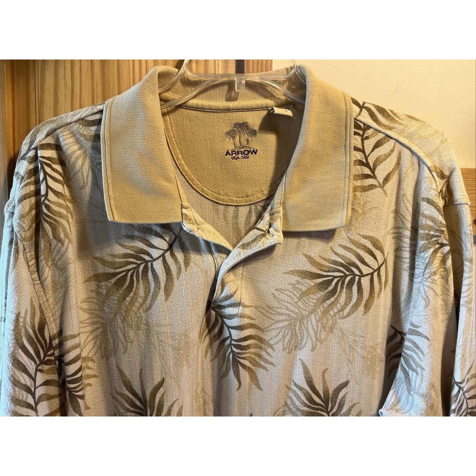 Arrow Arrow Vintage Polo Men's XL Beige Floral SS 1/4 Button Shirt Size US XL / EU 56 / 4 - 4 Thumbnail