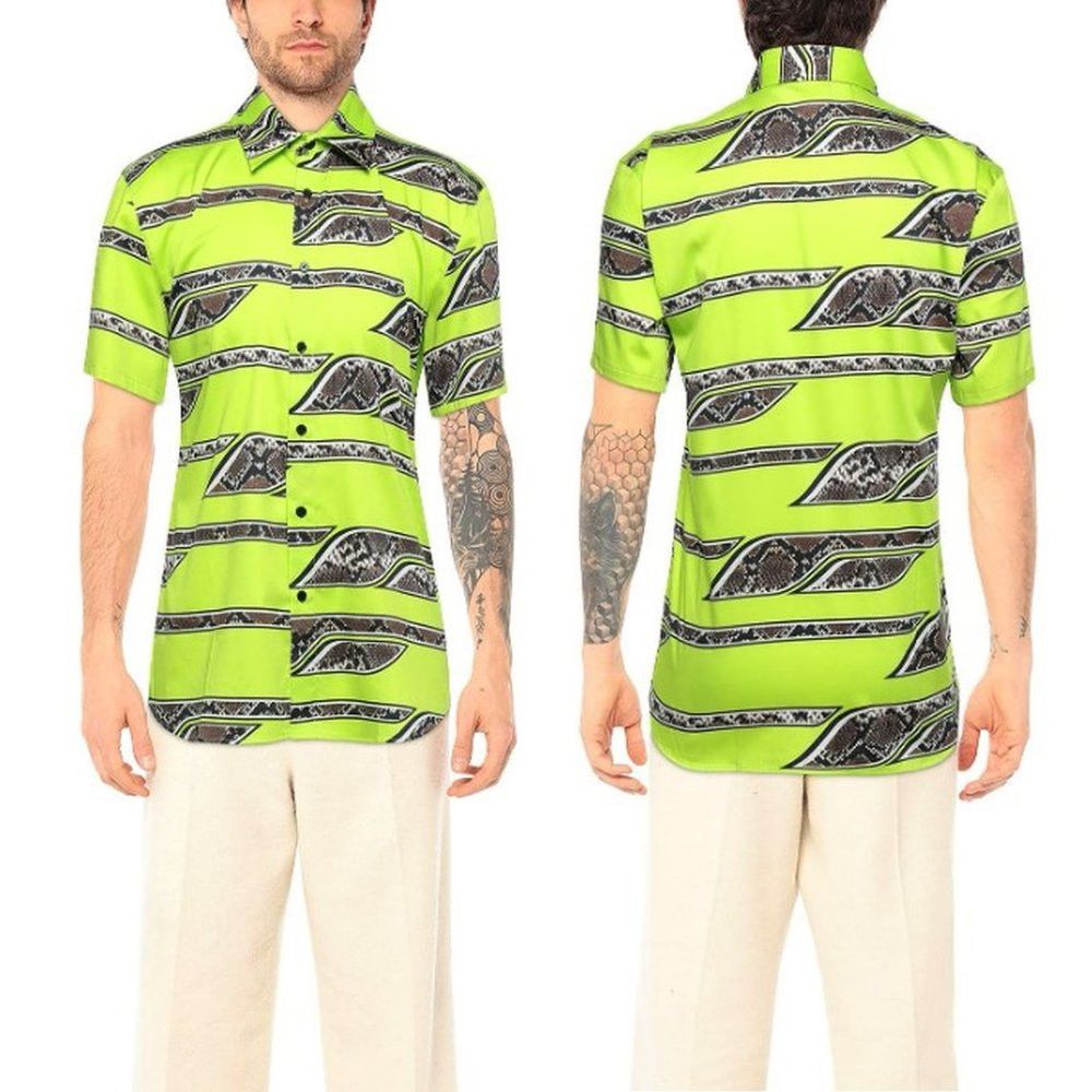 SSS World Corp NWT New $225 SSS World Corp Short Sleeve Button Green Snake Size US M / EU 48-50 / 2 - 1 Thumbnail