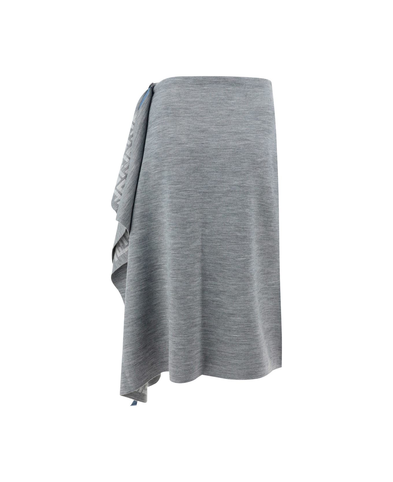 Fendi o1w1db10325 FZQ706 Midi Skirt in Grey Size 26" / US 2 / IT 38 - 2 Thumbnail