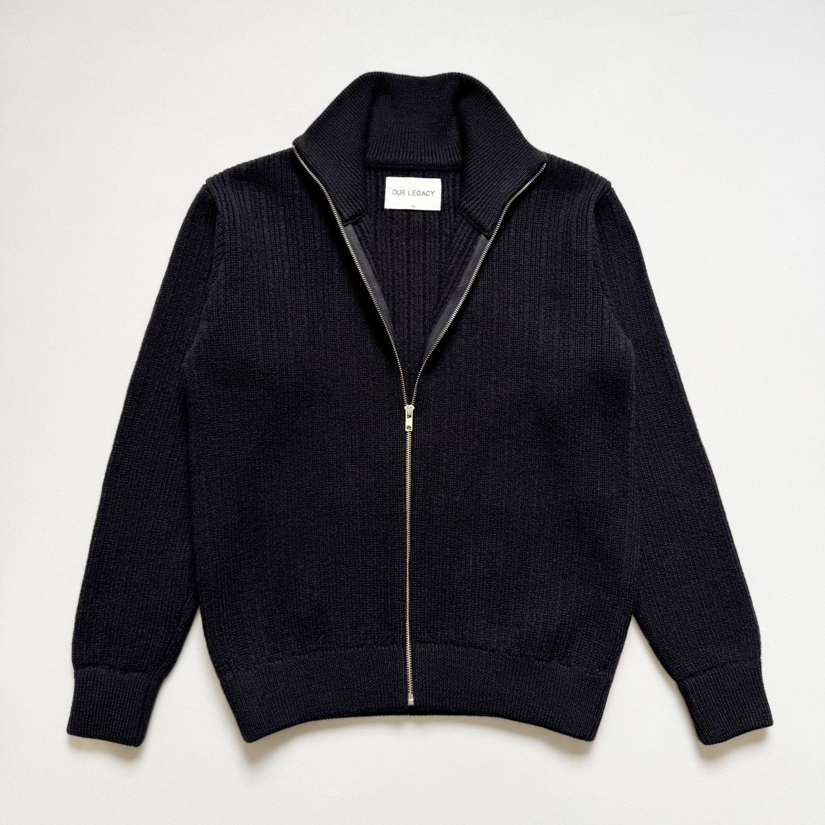 Our Legacy Brushed Ribbed Knit Wool Zip Drivers Sweater Size US M / EU 48-50 / 2 - 2 Thumbnail