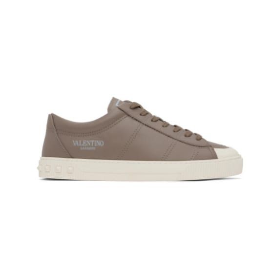 Valentino o1y0525 Logo Leather Low-Top Sneakers in Brown Size US 10 / EU 43 - 1 Thumbnail