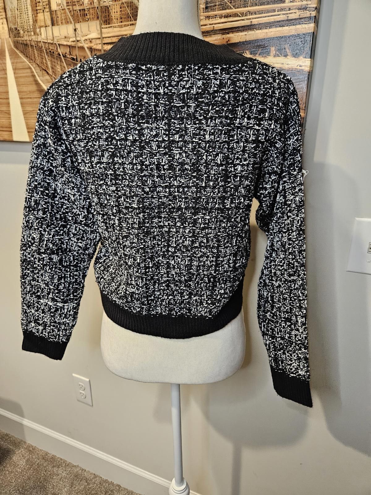 Designer Jessica Simpson Black and White Knit Sweater Size S / US 4 / IT 40 - 4 Thumbnail