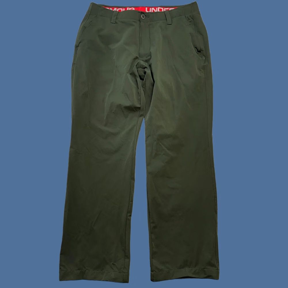 Under Armour Under Armour Pants Mens 36x32 Green Nylon Polyester Spandex Straight Front Pockets Chino Travel Performance Size US 36 / EU 52 - 1 Thumbnail