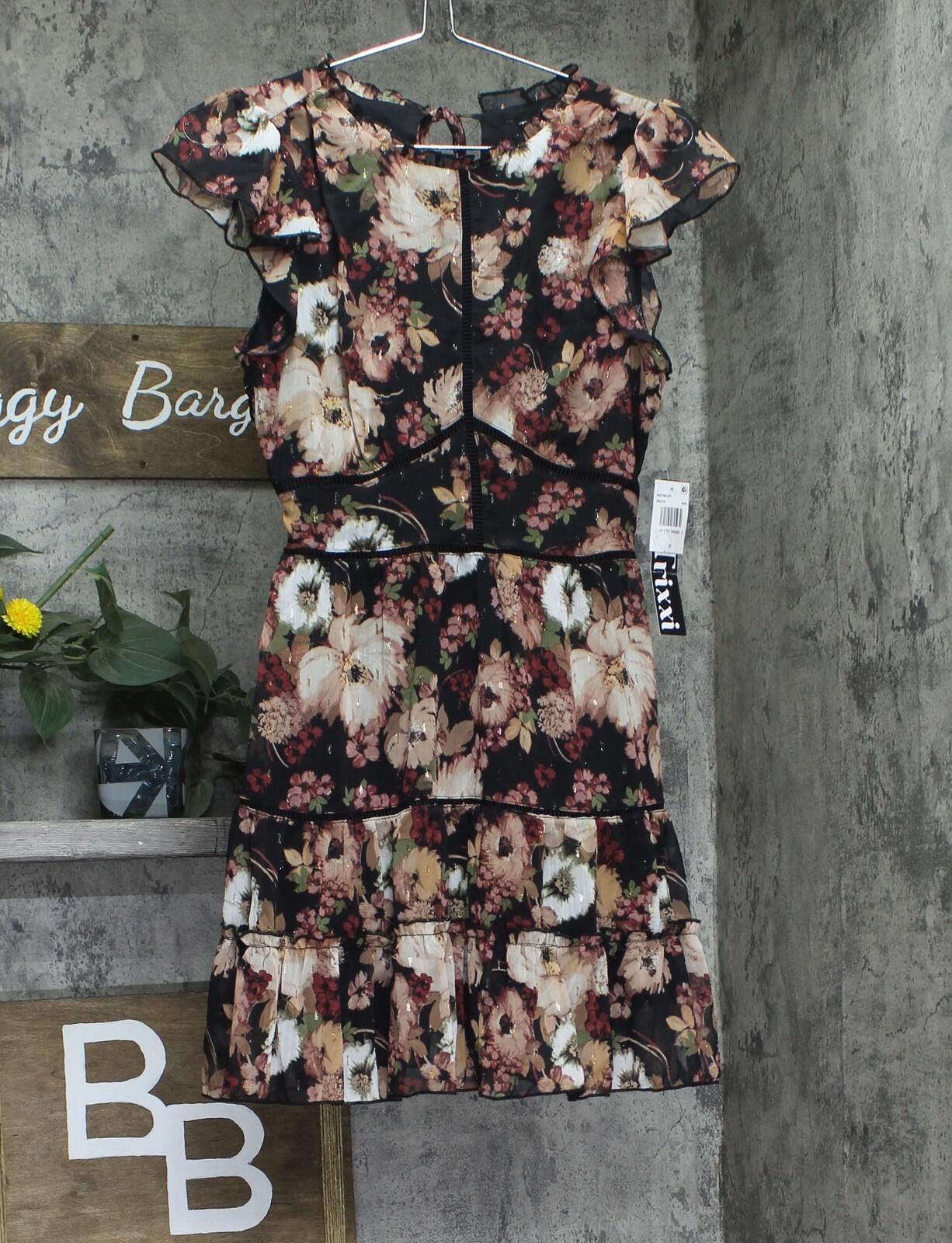 Other Nwt Trixxi Short Ruffle Sleeve Dress Multi Floral Black S Size S / US 4 / IT 40 - 1 Thumbnail