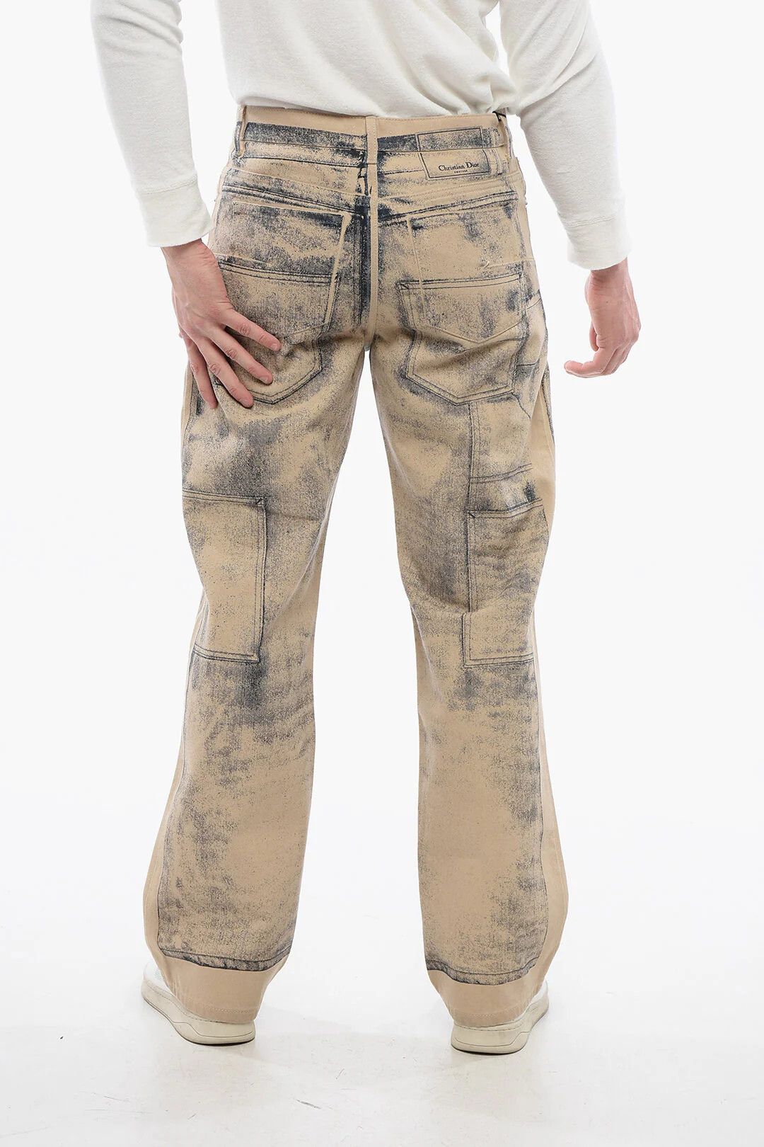 Dior × ERL og1mm0326 Printed Regular-Fit Jeans in Beige Size US 31 - 2 Thumbnail