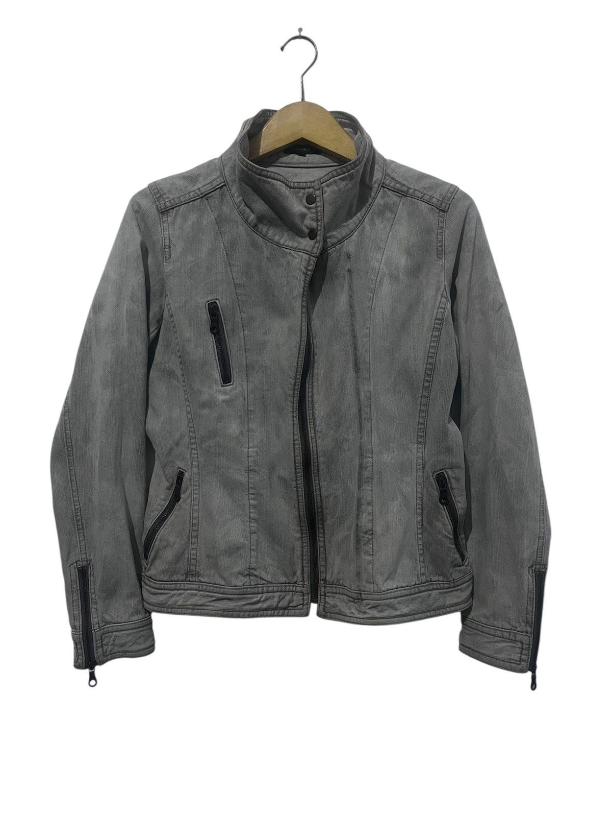 Comme Ca Ism COMME CA ISM Washed Grey Denim Rider Jacket Moto Size US M / EU 48-50 / 2 - 19 Thumbnail
