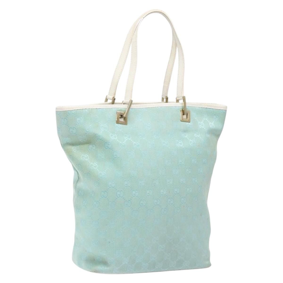 Gucci GUCCI GG Canvas Tote Bag Turquoise Blue Gold 002 002 Size ONE SIZE - 1 Thumbnail
