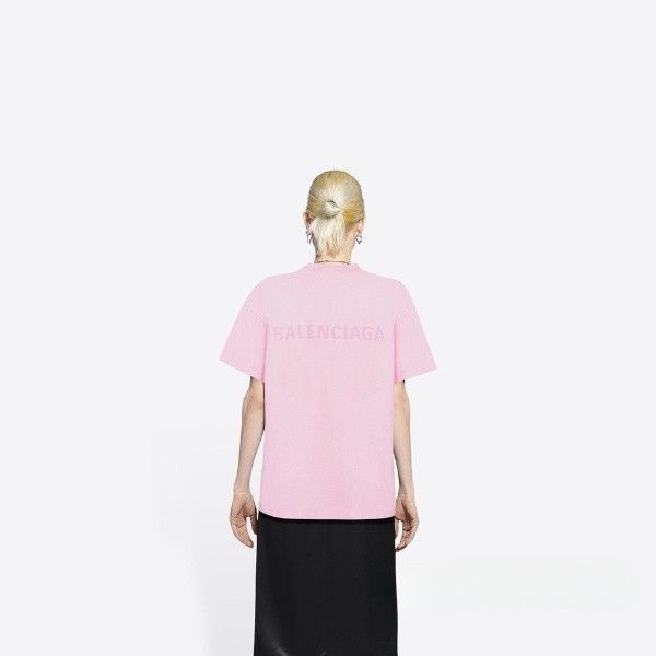 Balenciaga o1s1wg111124 T-Shirt Large Fit in Pink Size M / US 6-8 / IT 42-44 - 5 Thumbnail