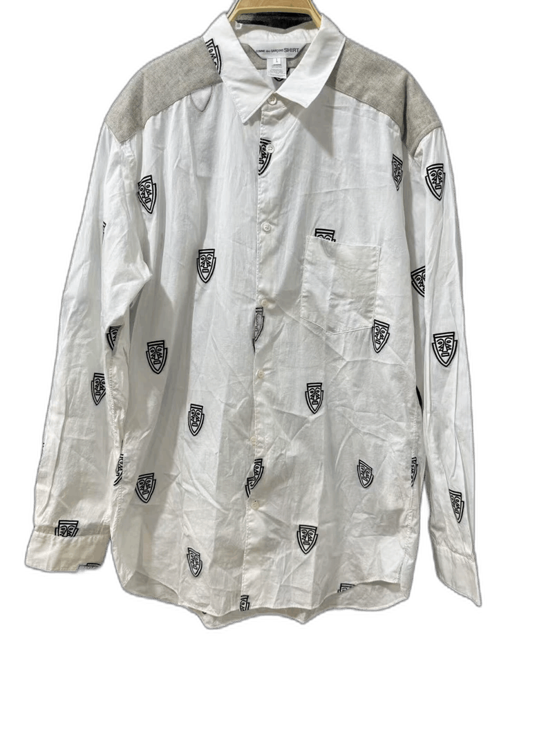 Comme des Garcons White Button-Up Shirt with Unique Designs Size US L / EU 52-54 / 3 - 1 Thumbnail
