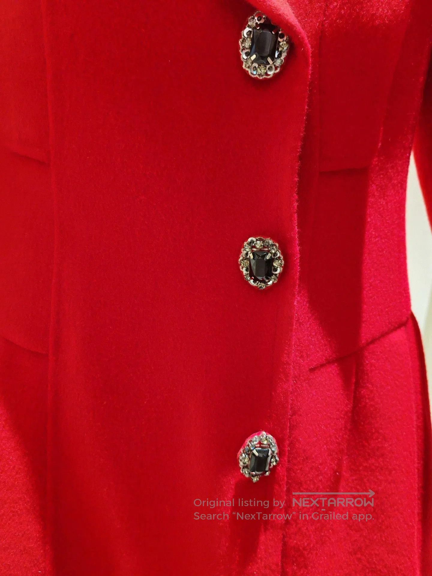 Other SJ Red Wool Coat with Rhinestone Buttons. Size M / US 6-8 / IT 42-44 - 5 Thumbnail
