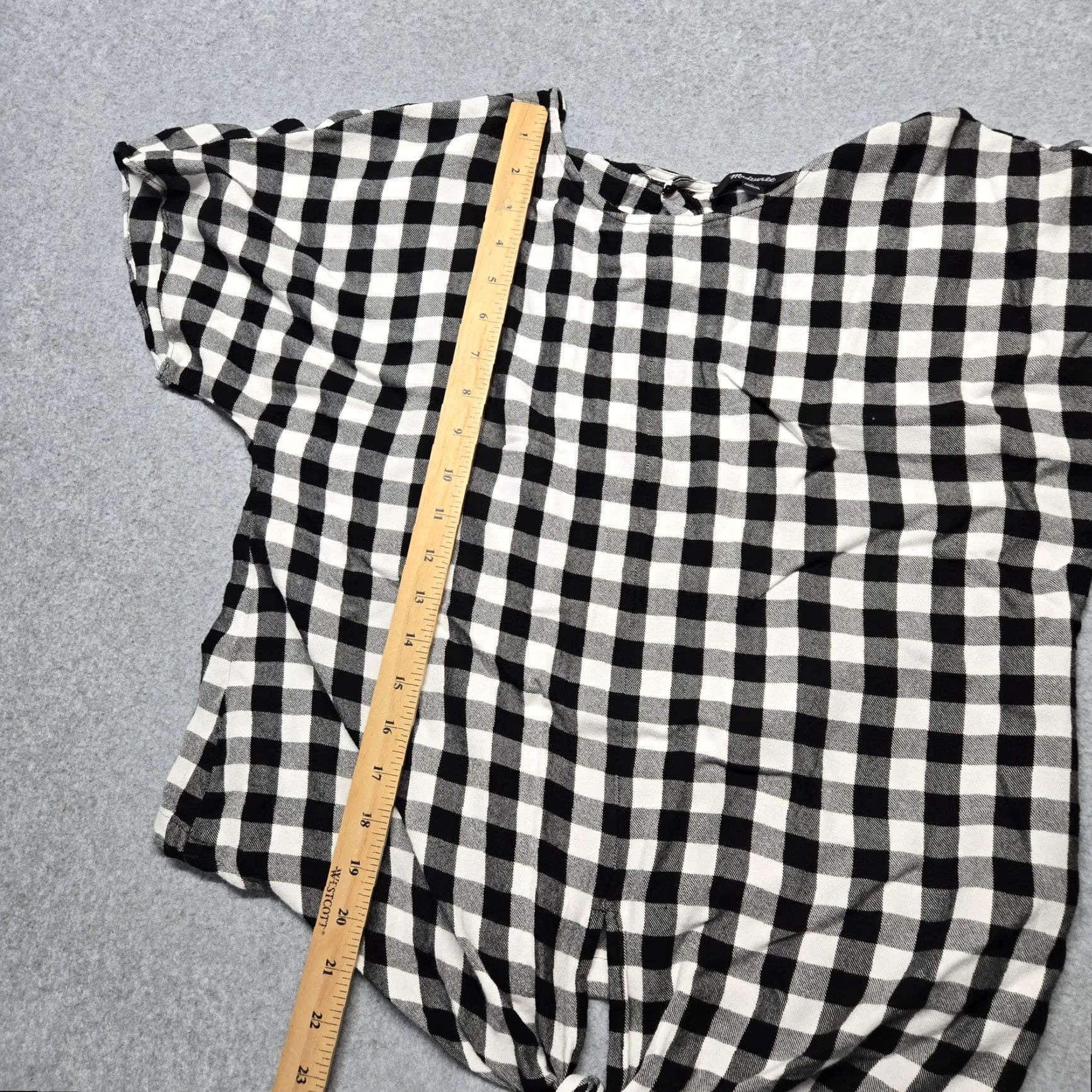 Madewell Madewell Blouse Womens M Black Gingham Tie Front Button Back Relaxed Lightweight Size M / US 6-8 / IT 42-44 - 6 Thumbnail