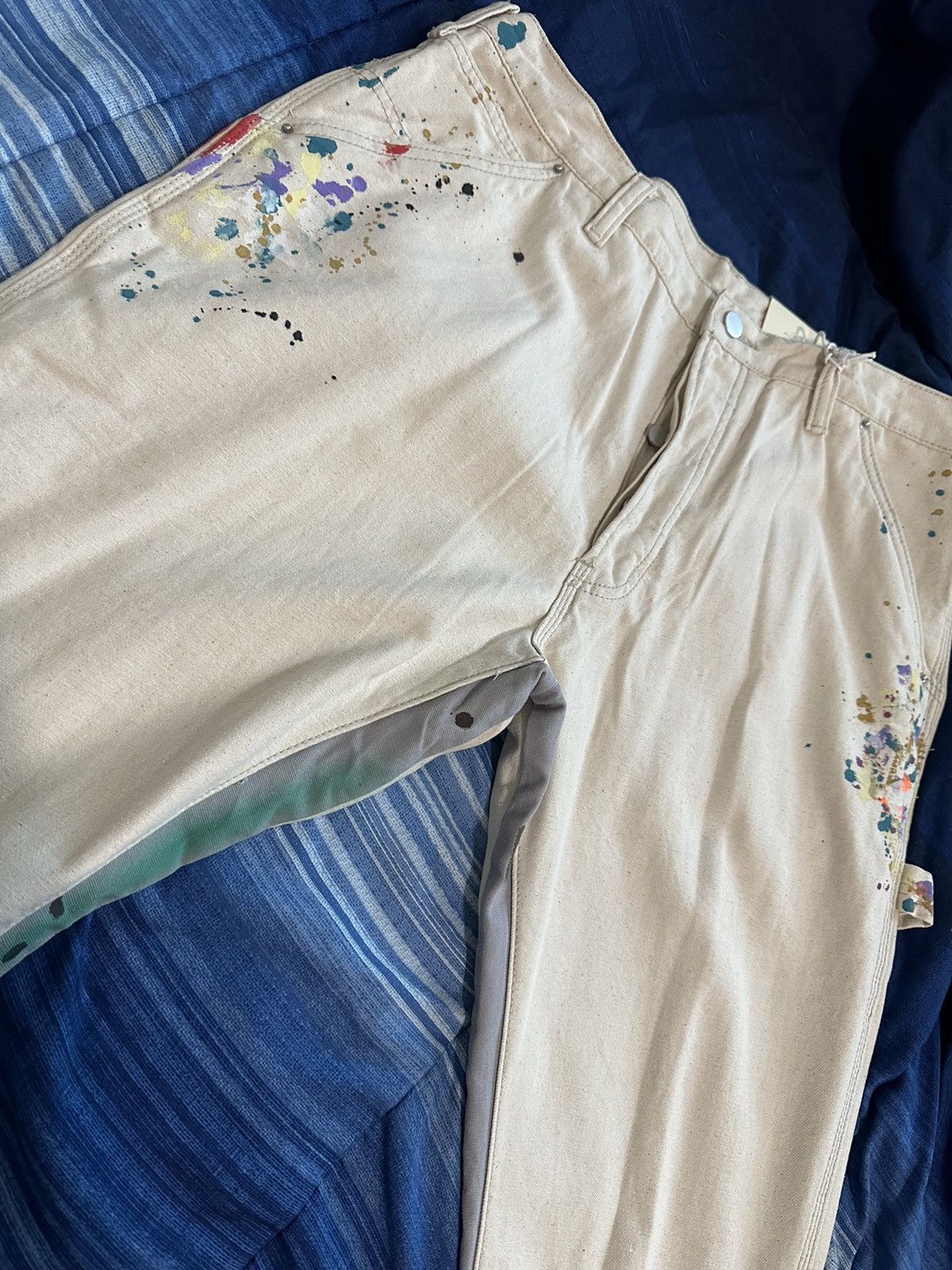 MNML MNML distressed carpenter paint jeans cream/white Size US 36 / EU 52 - 2 Thumbnail