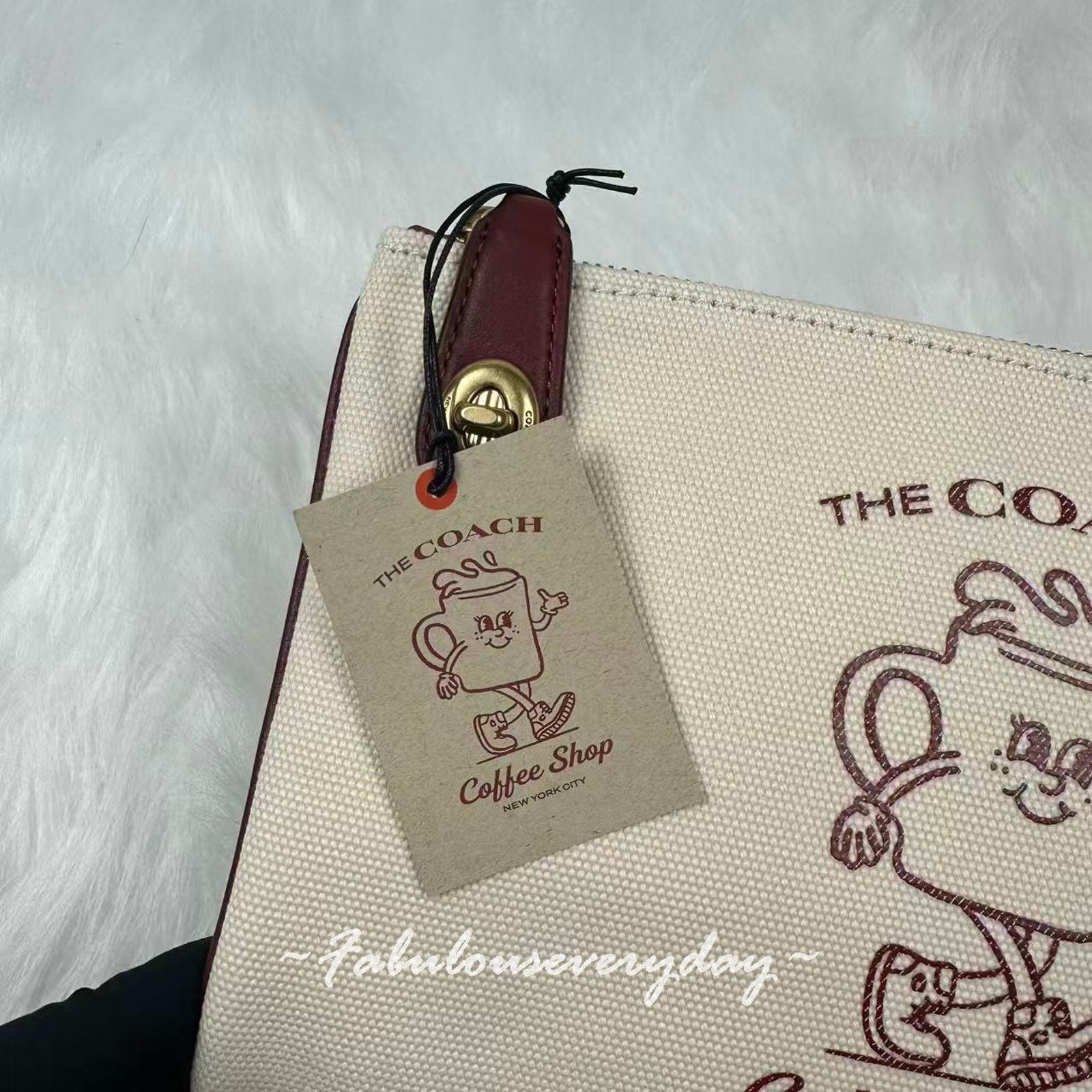 Coach The Coach Coffee Shop Official Pouch Clutch Bag Canvas CS485 Size ONE SIZE - 3 Thumbnail