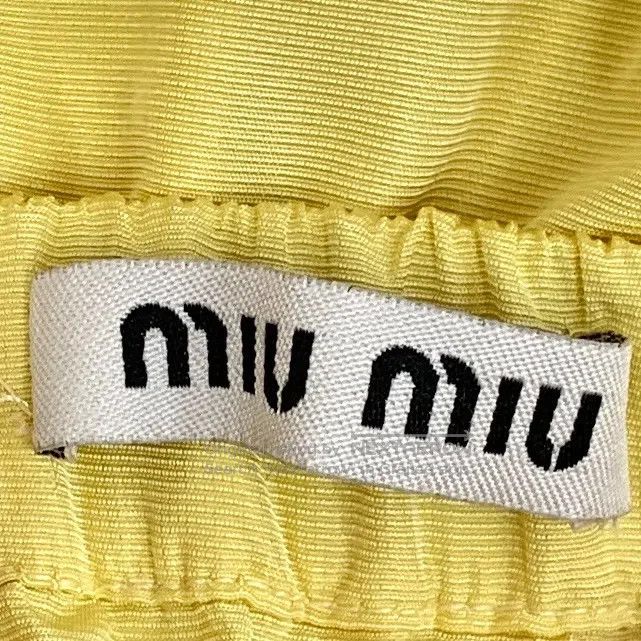 Miu Miu Miu Miu Yellow pleated elastic waist short skirt| Size 39" - 5 Thumbnail