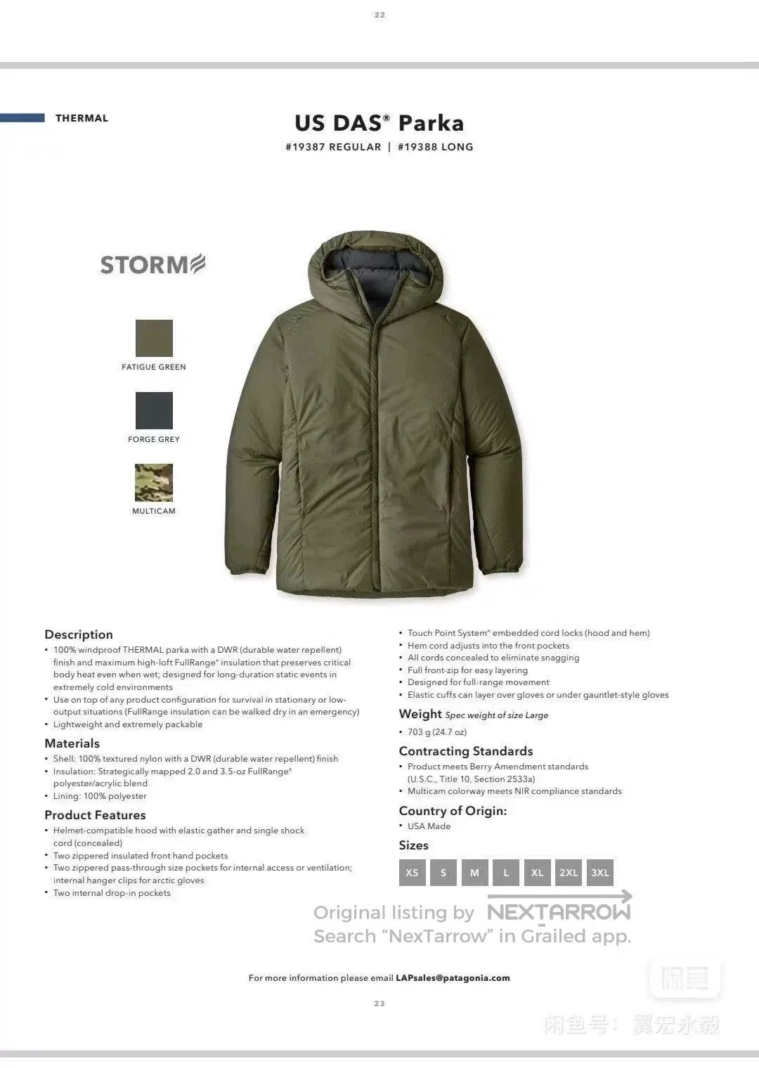 Patagonia Patagonia Lost Arrow DAS Parka. Size US M / EU 48-50 / 2 - 9 Thumbnail