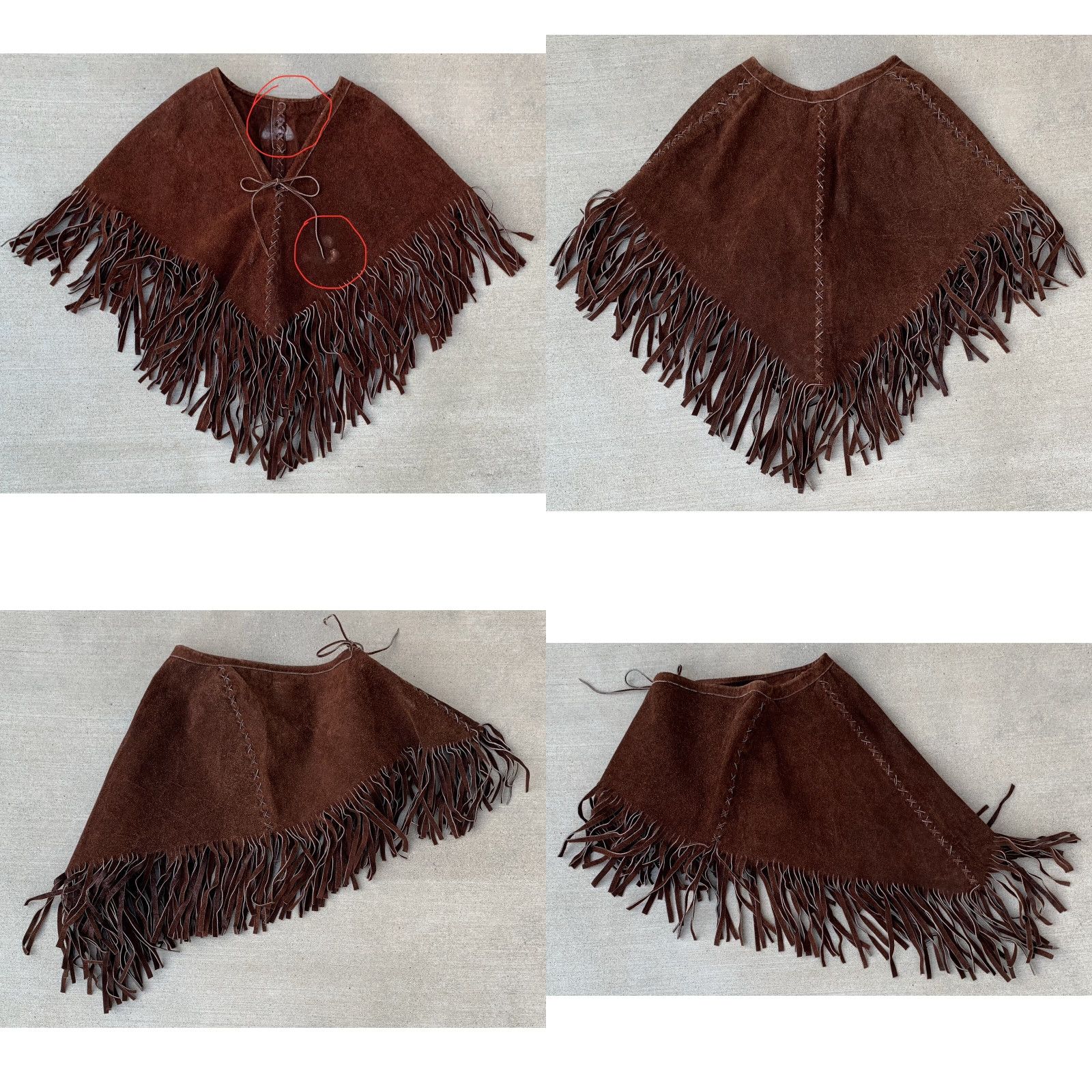 Vintage VINTAGE Western Suede Poncho Fringe Cowgirl Boho Hippie Chic Western Poncho Brown Suede Shirt Womens Mens Adults Boys Girls Size ONE SIZE - 9 Thumbnail