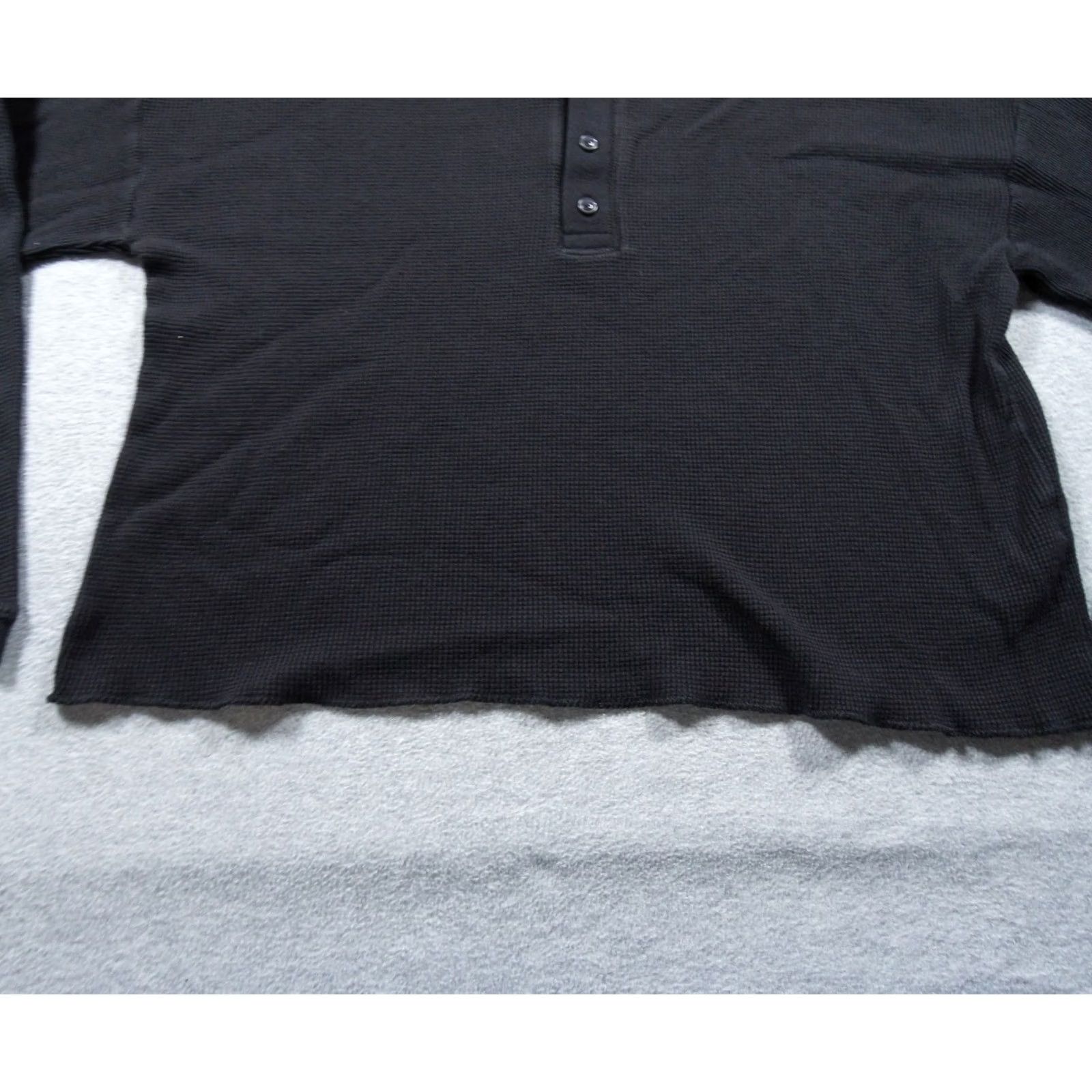 Everlane Everlane Shirt Womens Small Black Henley Long Sleeve Waffle Knit Cropped Fit Size S / US 4 / IT 40 - 3 Thumbnail