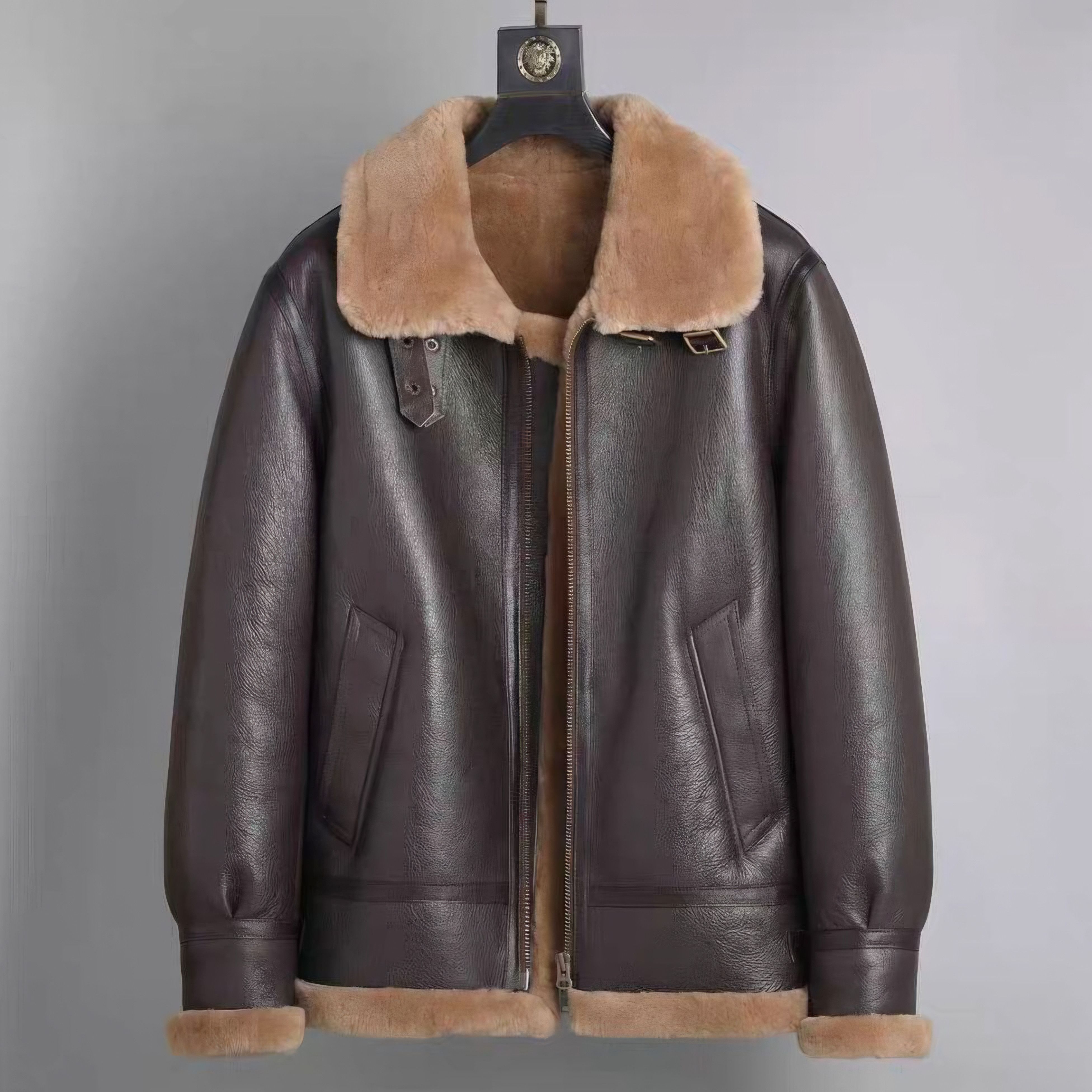 Other NWT B3 Sheepskin Shearling Leather Bomber Jacket D1 B6 B7 A2 Size US M / EU 48-50 / 2 - 1 Thumbnail