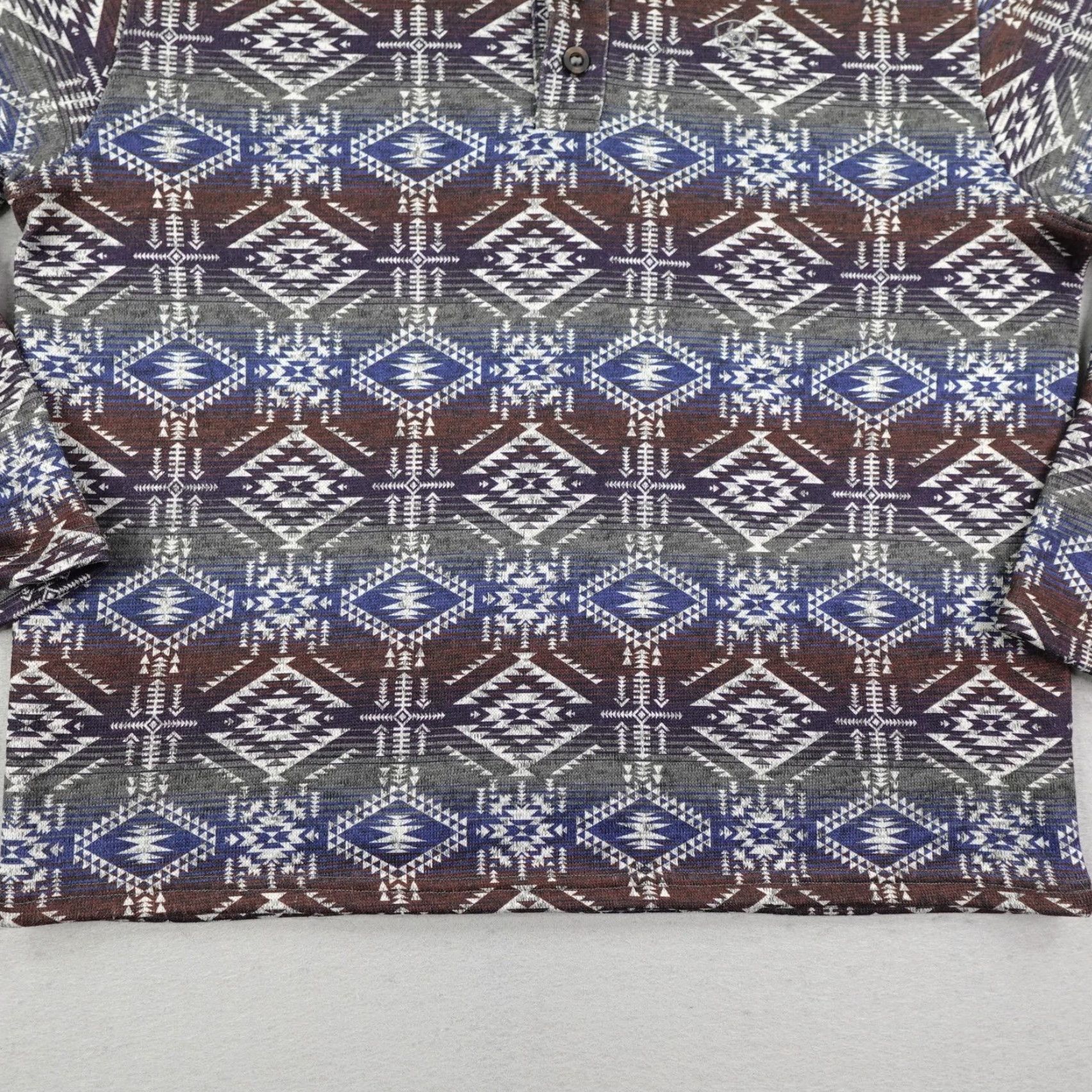 Ariat Ariat Sweater Shirt Mens XL Pullover Fleece Aztec Western Geometric Mock Neck Brown Blue Gray Southwestern Logo Size US XL / EU 56 / 4 - 3 Thumbnail