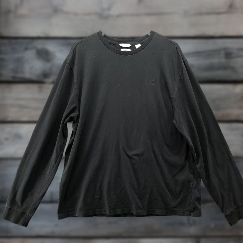 Calvin Klein Calvin Klein Long Sleeve T Shirt Mens XL Classic Fit Black Crewneck Cotton Size US XL / EU 56 / 4 - 1 Thumbnail