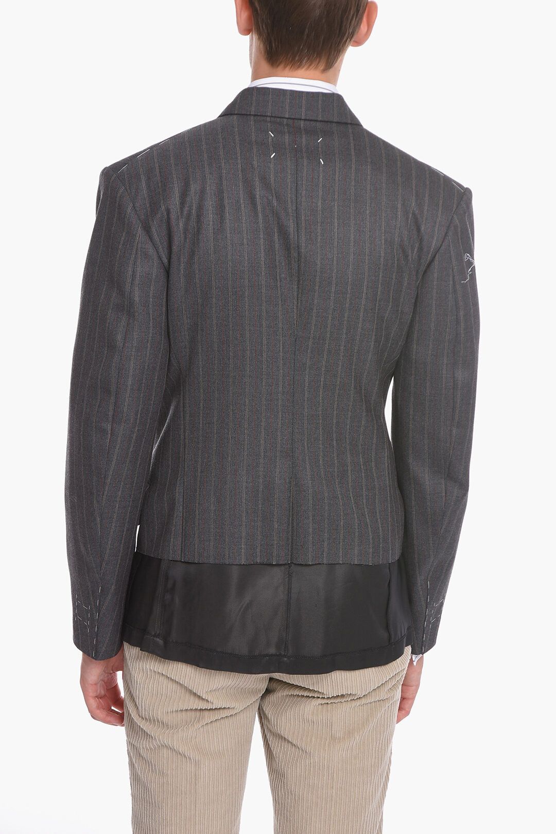 Maison Margiela og1mm0625 Unisex Wool Double-breasted Blazer in Grey Size US XXS / EU 40 - 3 Thumbnail