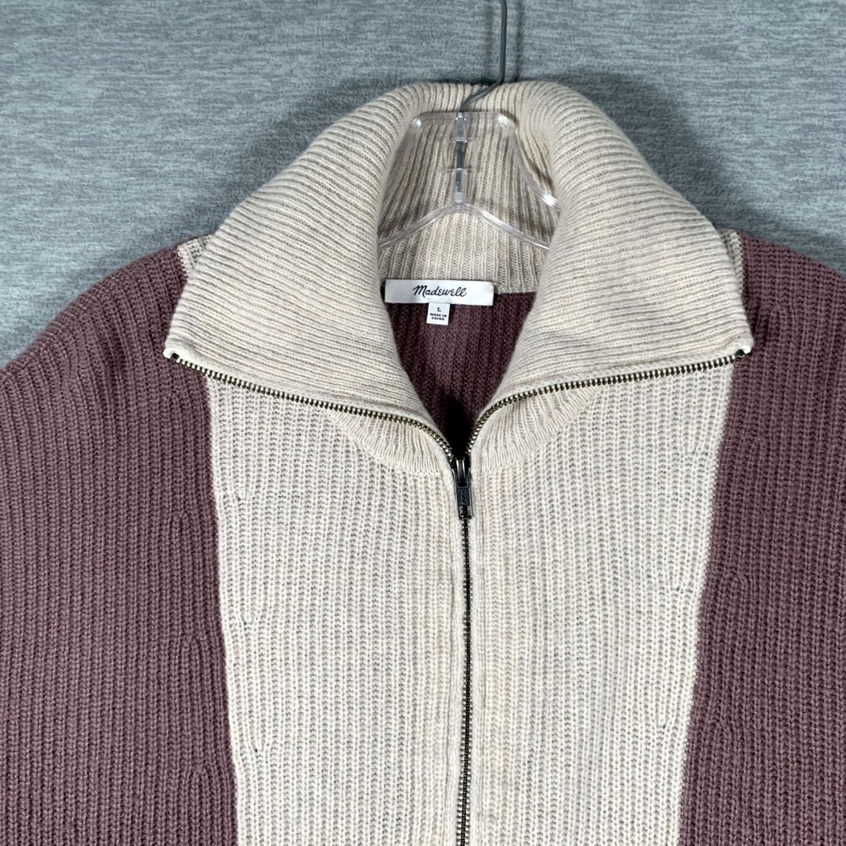 Madewell Madewell Sweater Womens L Multicolor Stripe Mock Neck 1/4 Zip Pockets Knit Size L / US 10 / IT 46 - 7 Thumbnail