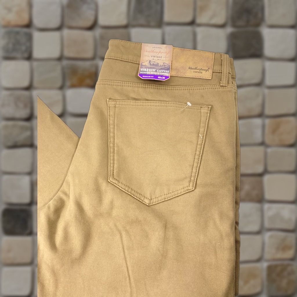 Weatherproof VINTAGE Weatherproof Men Fleece-Lined Pants 40X30 Stretch Canvas Regular Fit Brown Size US 40 / EU 56 - 1 Thumbnail