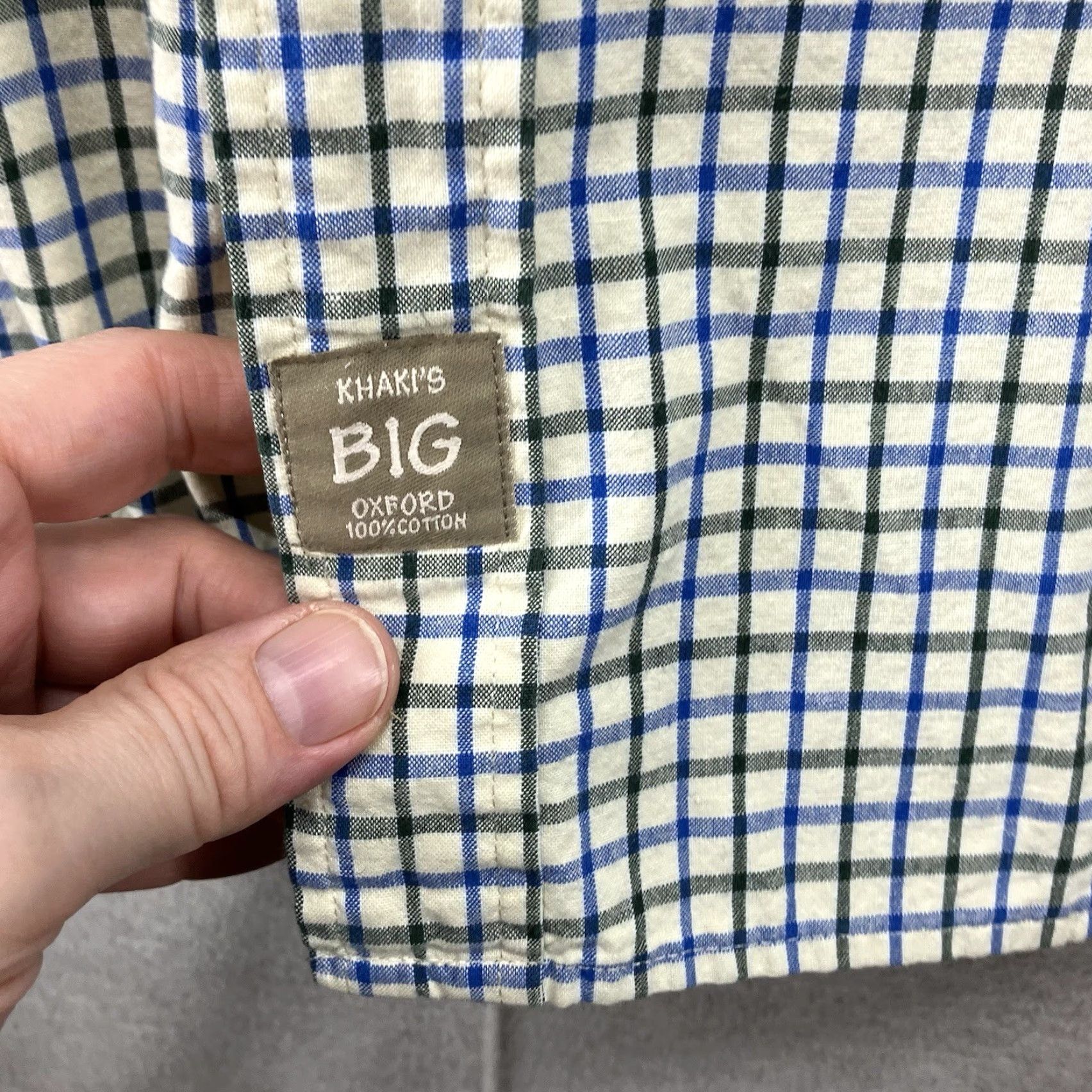 Arrow VINTAGE Arrow Button-Up Shirt 3XLT TALL Cotton Beige Blue Green Check Oxford Short Sleeve Classic 90s Mens Shirt Size US XXL / EU 58 / 5 - 7 Thumbnail