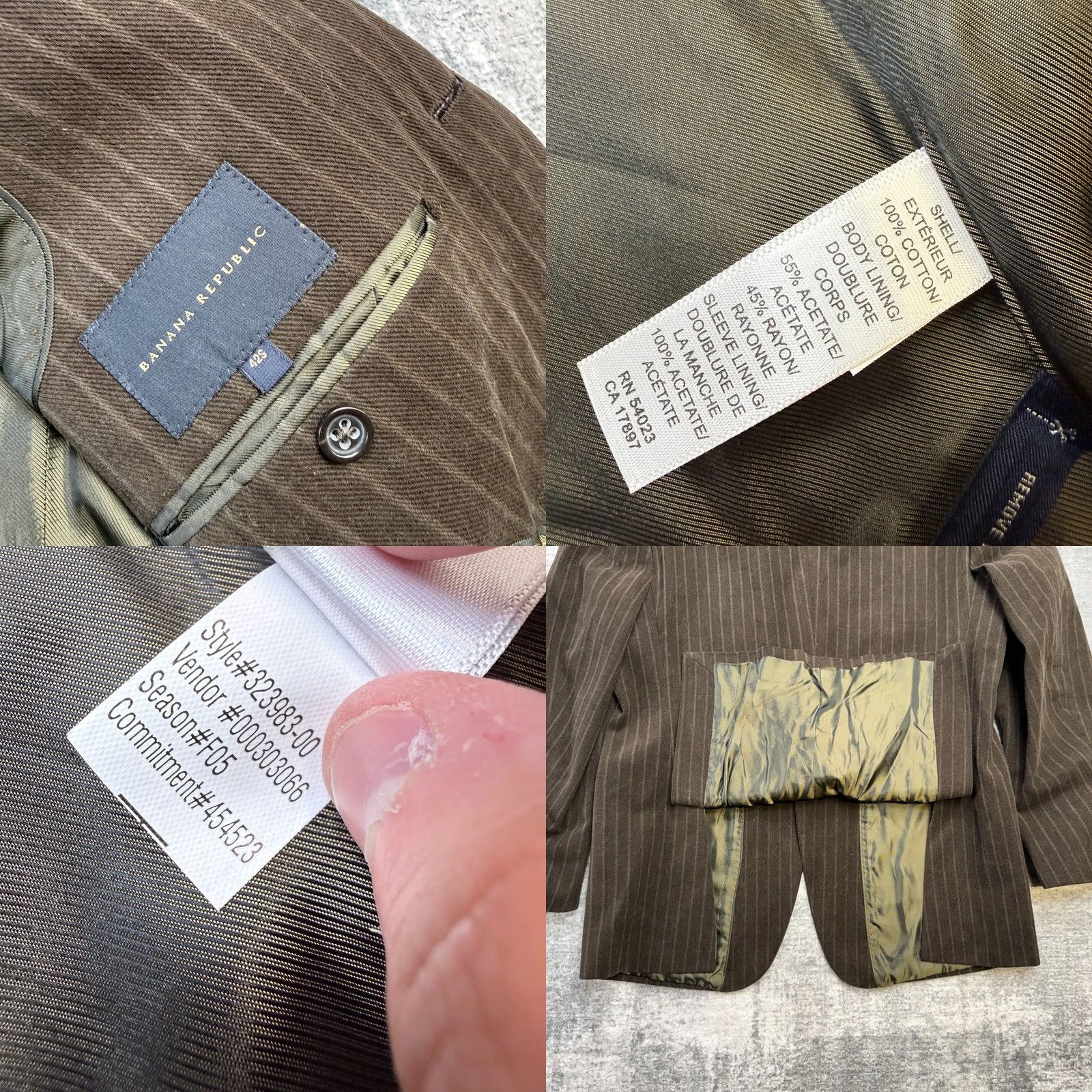 Banana Republic VINTAGE Banana Republic Blazer Mens 42S Brown Pinstripe 3-Button Notch Lapel Single-Breasted Wool/Cotton 40in Chest 42 Regular Brown Denim? Size 42R - 8 Thumbnail