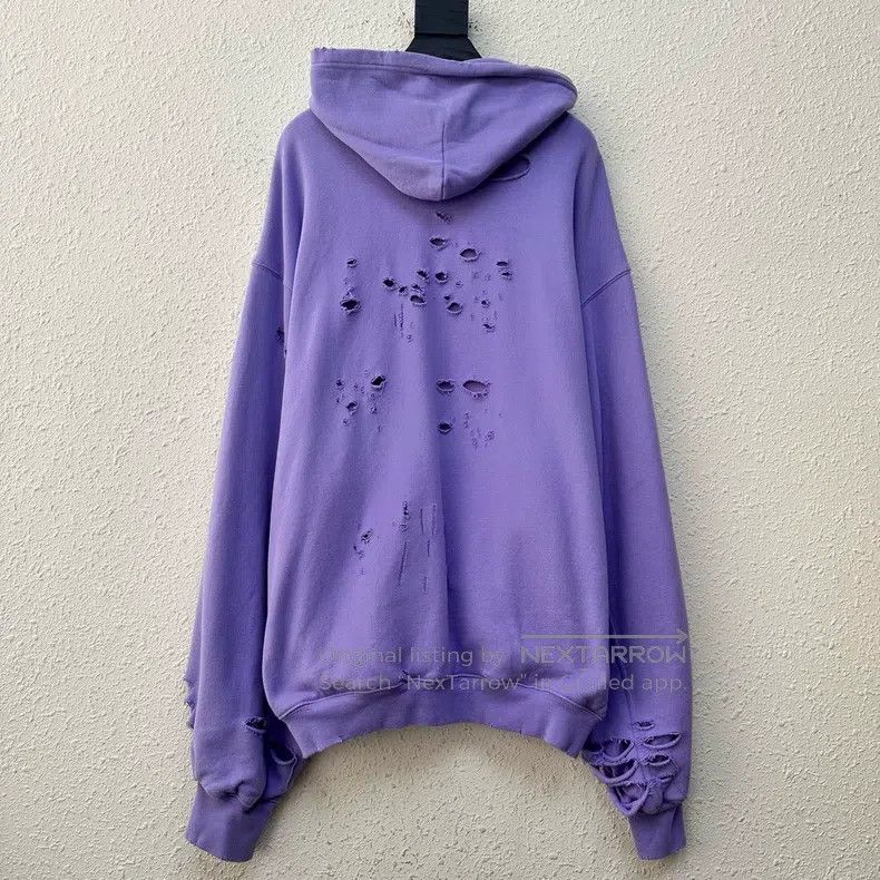 Balenciaga Balenciaga Ripped destroyed logo hoodie in lavender Size US XS / EU 42 / 0 - 2 Thumbnail