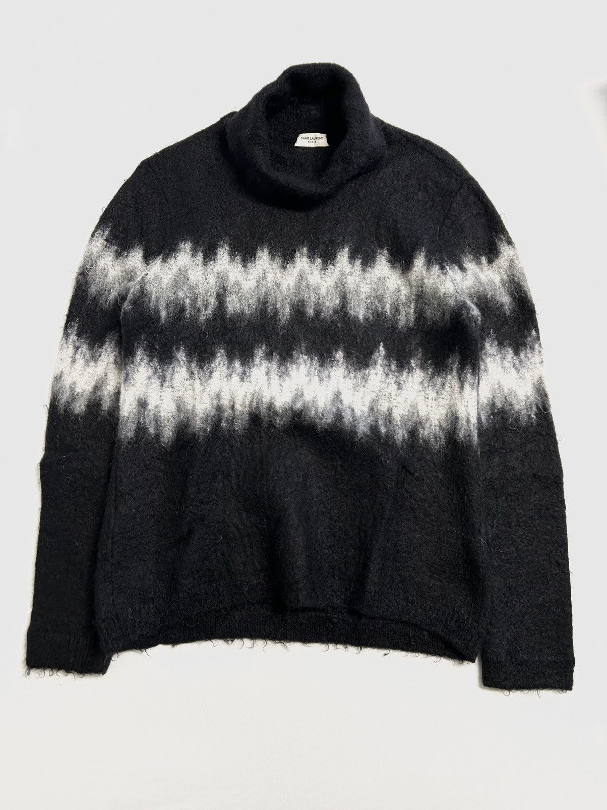 Saint Laurent Paris FW2020 Zigzag Stripe Mohair Knit Sweater Size US L / EU 52-54 / 3 - 4 Thumbnail