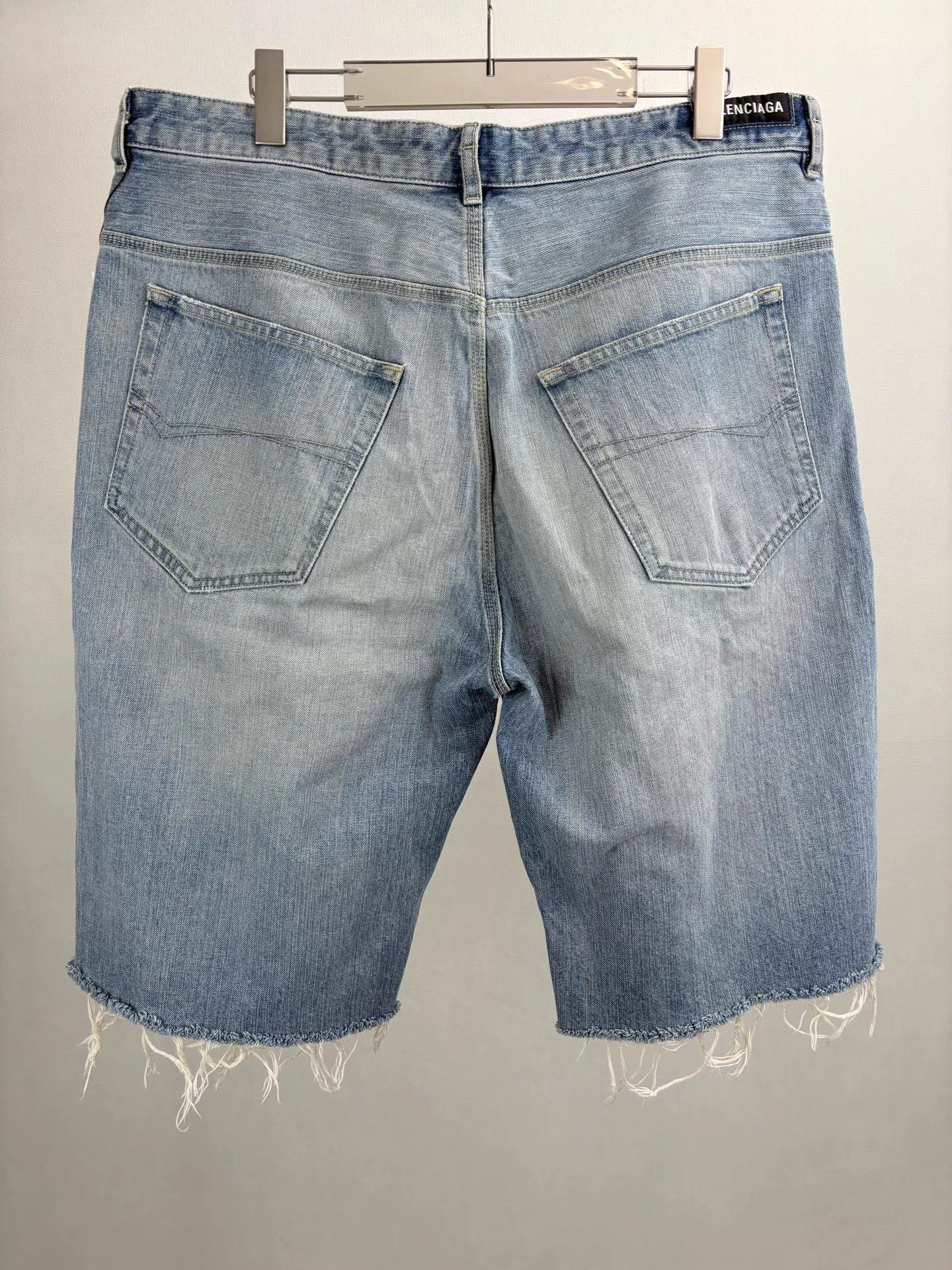 Balenciaga BALENCIAGA Drawstring Washed Distressed Denim Shorts Size US 28 / EU 44 - 2 Thumbnail
