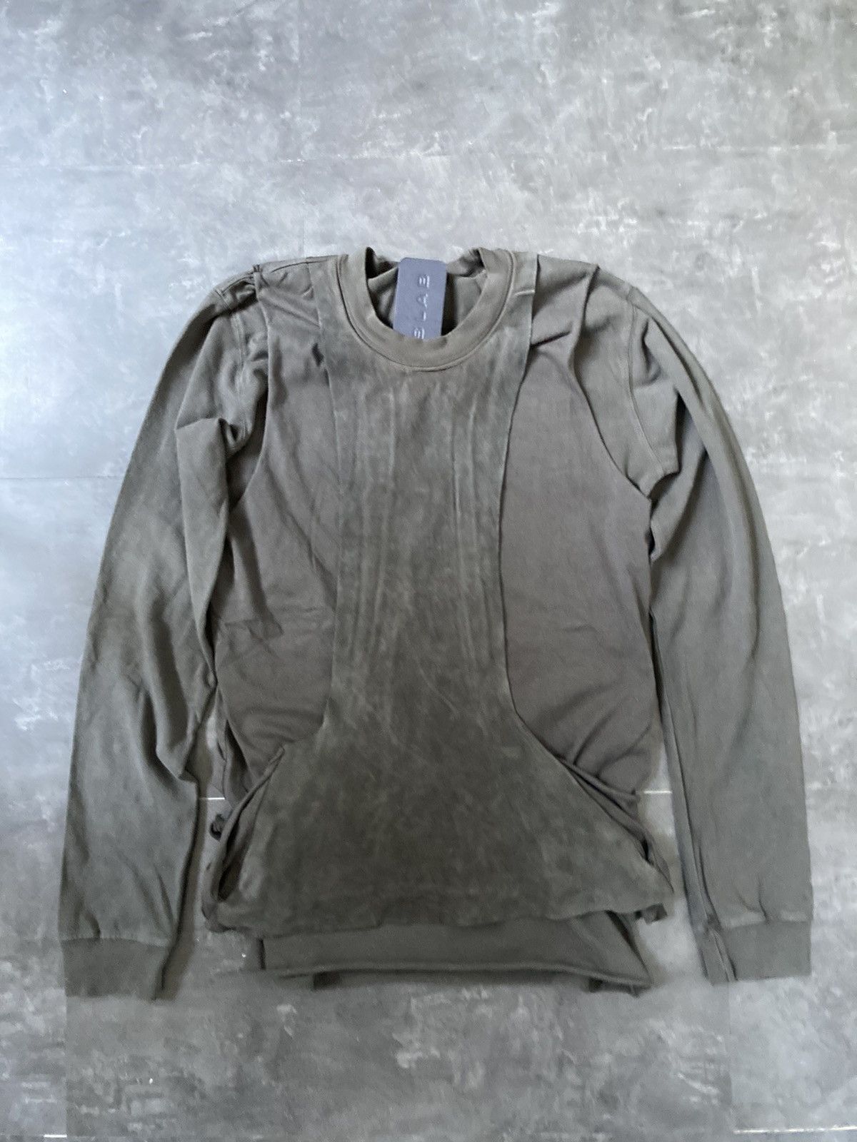 Pre-owned Rick Owens Nwt  Slab Triple Layered Leather T-shirt In Sand