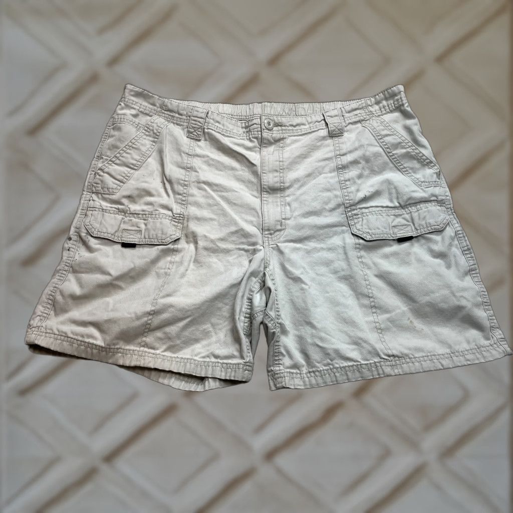 Vintage Unbranded Cargo Shorts Mens 42 Light Beige Pockets 7" Inseam Solid Stretch Size US 42 / EU 58 - 1 Thumbnail