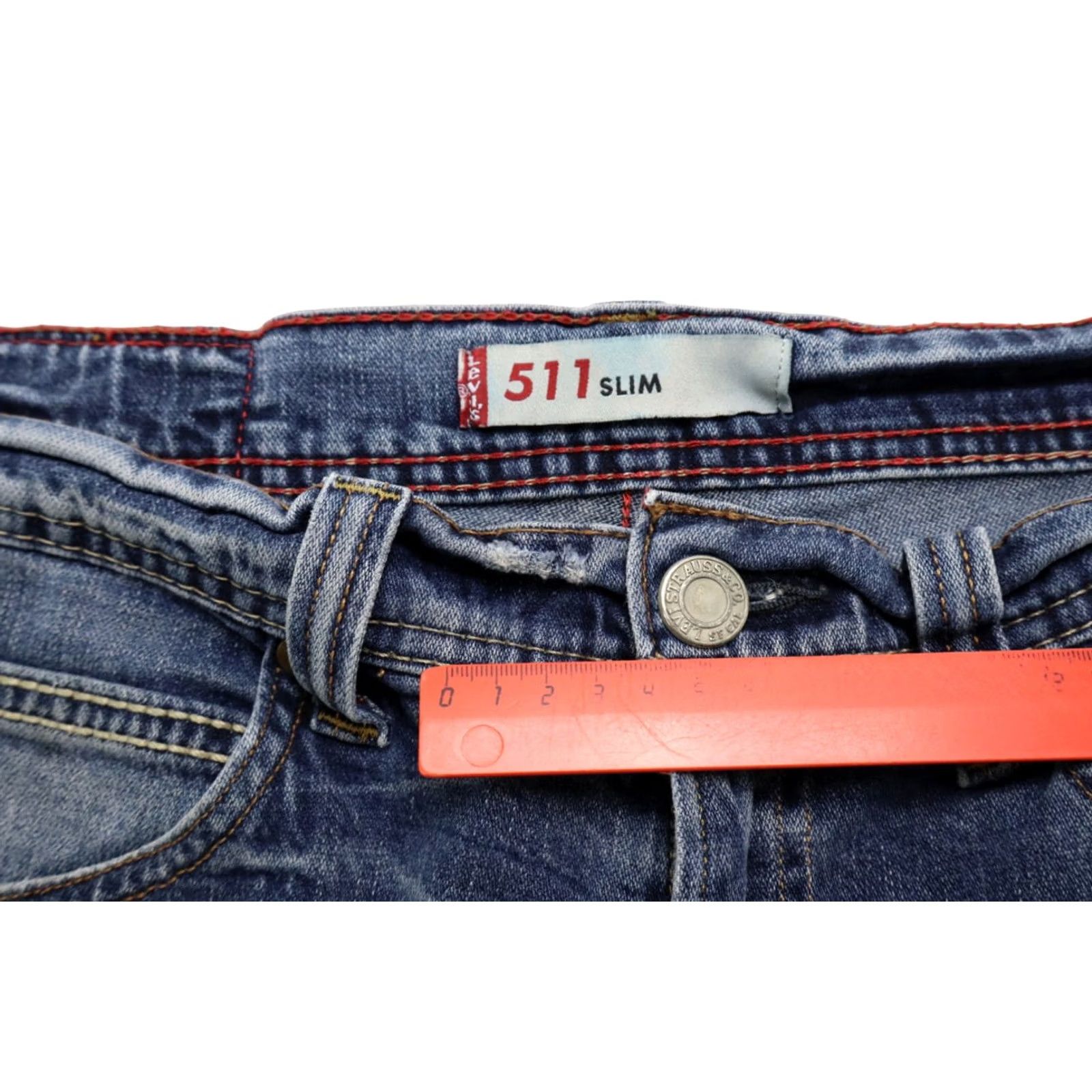 Levi's LEVI'S 511 Slim Jeans Men's W36/L34 Zip Fly Stretch Mid Rise Faded Blue Denim Slim Jeans Mens Regular Waist 36 Inseam 34 Size US 36 / EU 52 - 7 Thumbnail