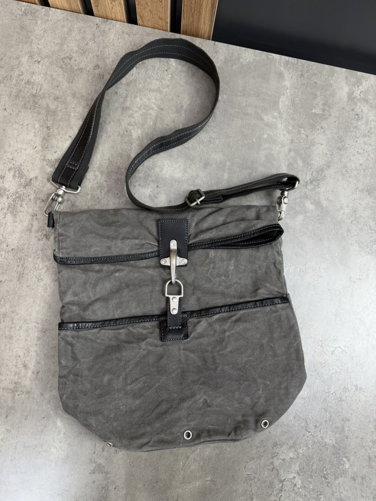 Other Comodo +Plus T Grey Crossbody Shoulder Bag Waxed Canvas Size ONE SIZE - 2 Thumbnail