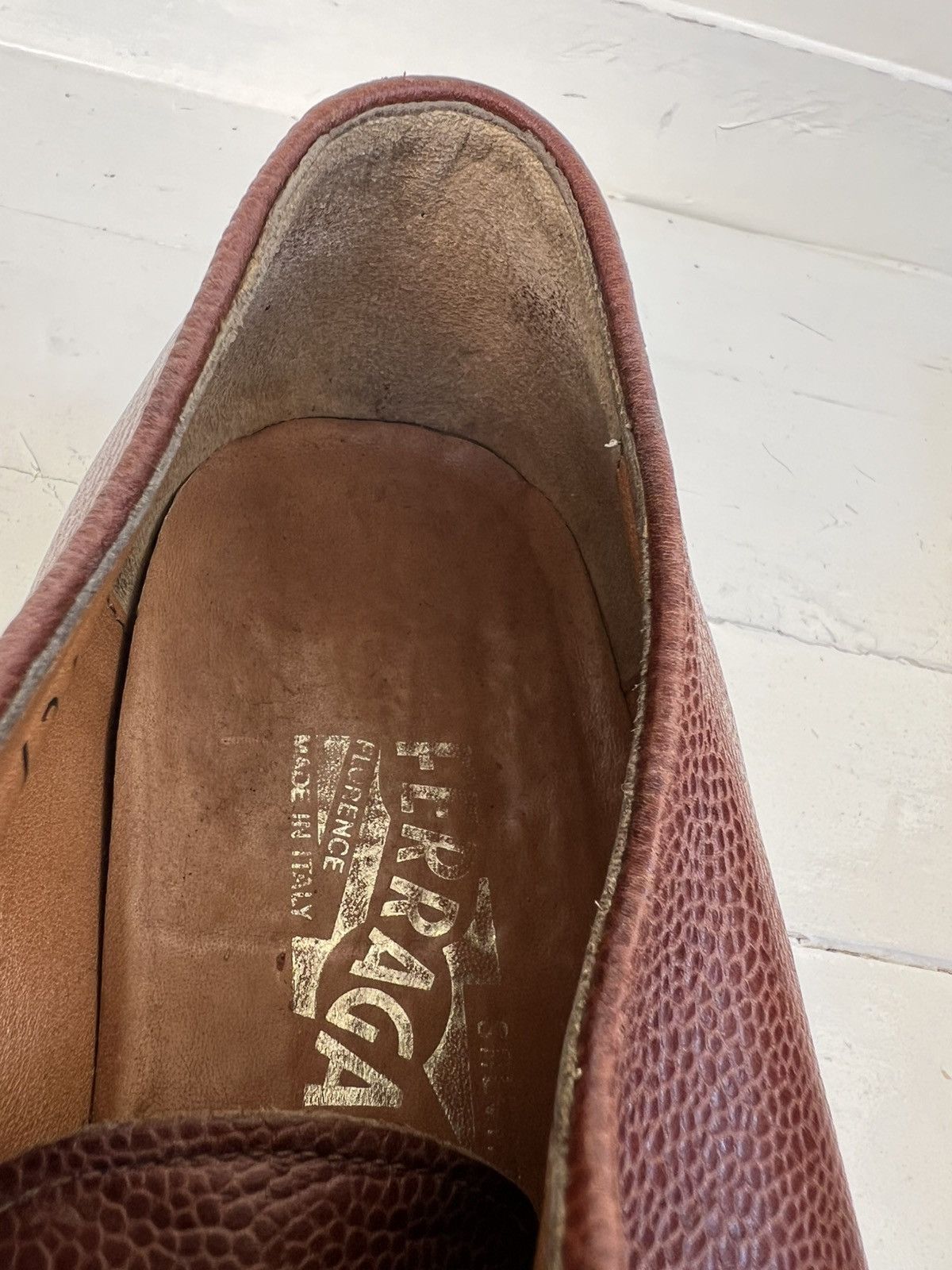 Salvatore Ferragamo Salvatore Ferragamo Brown Leather Pebble Grain Lace Up Shoes Size US 10.5 / EU 43-44 - 16 Thumbnail