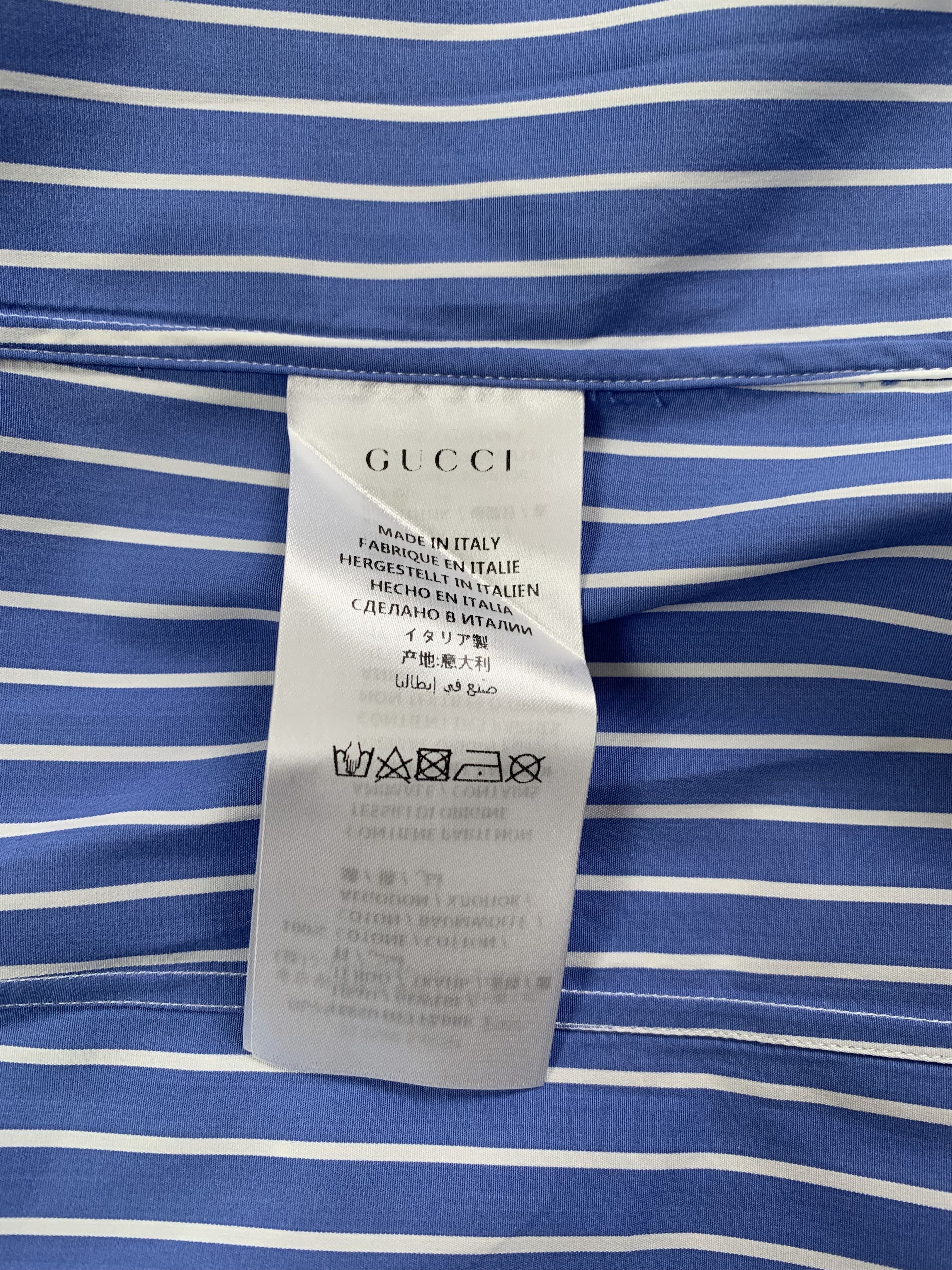 Gucci Gucci Men's Classic Blue Stripped Shirt Size US L / EU 52-54 / 3 - 11 Thumbnail