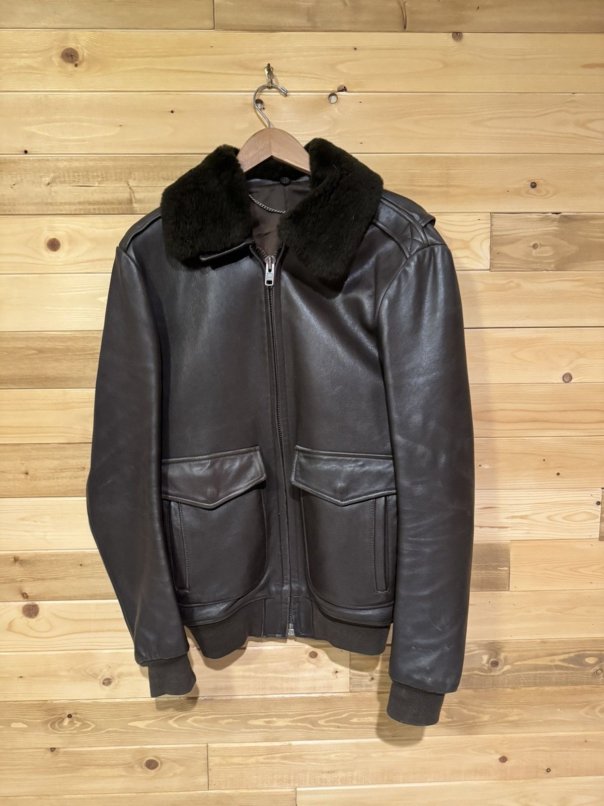 Temple of Jawnz Brown Shearling Collar Bomber